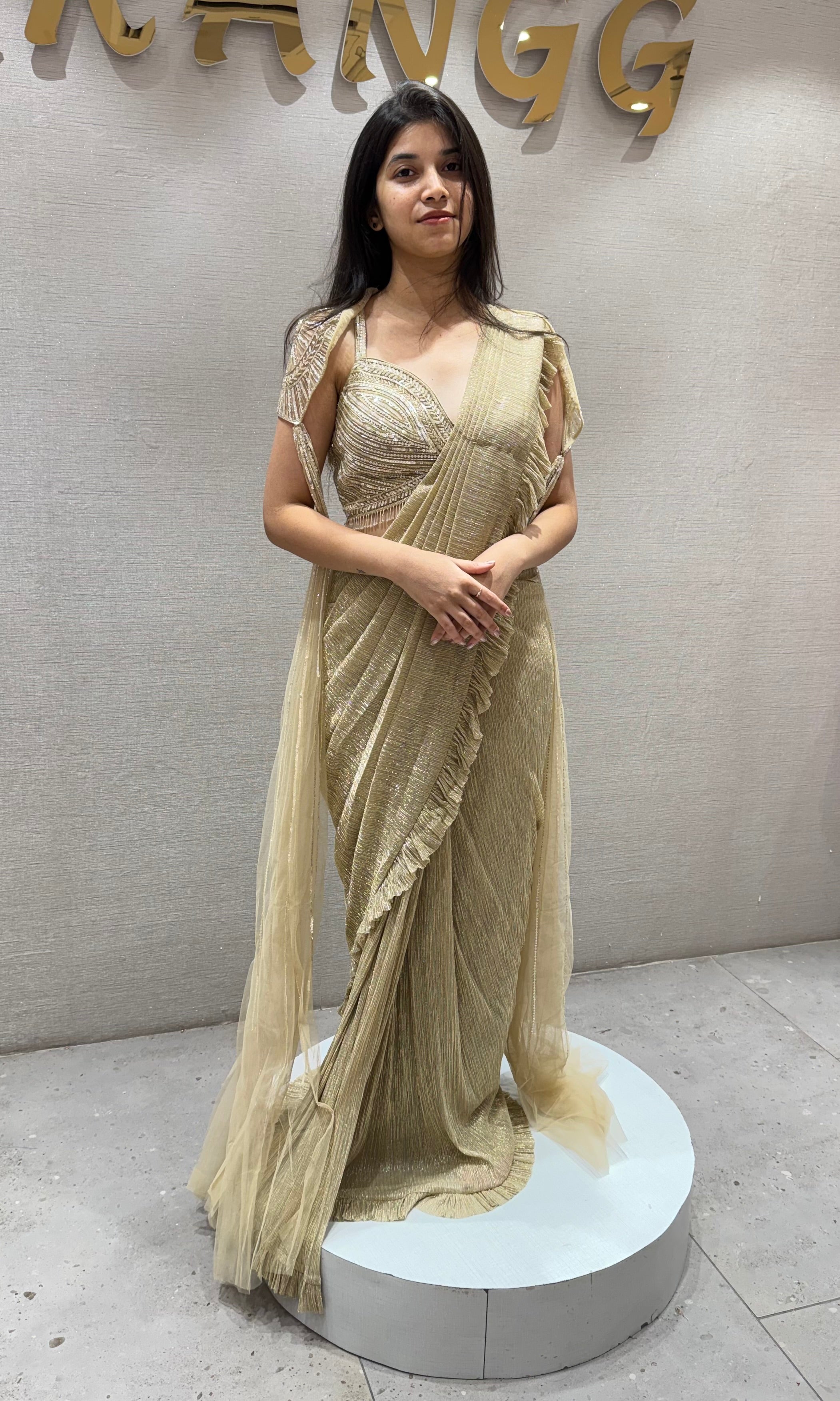 Gold Embellished Draped Saree