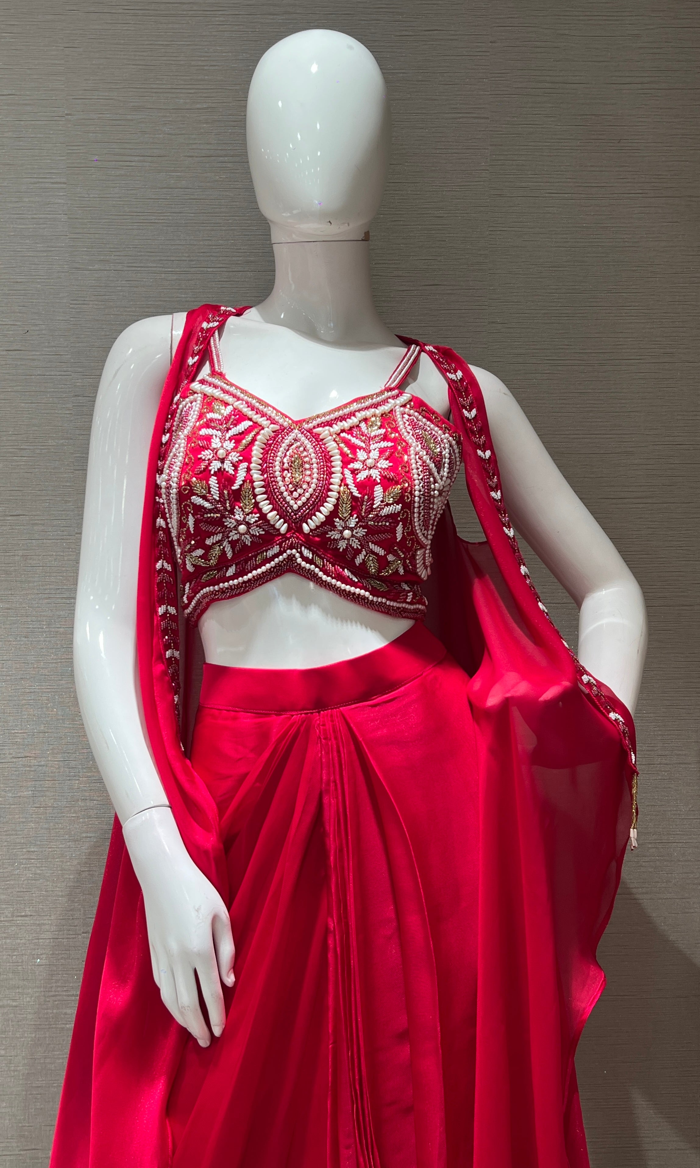 Rani pink EMBELLISHED BLOUSE AND SKIRT