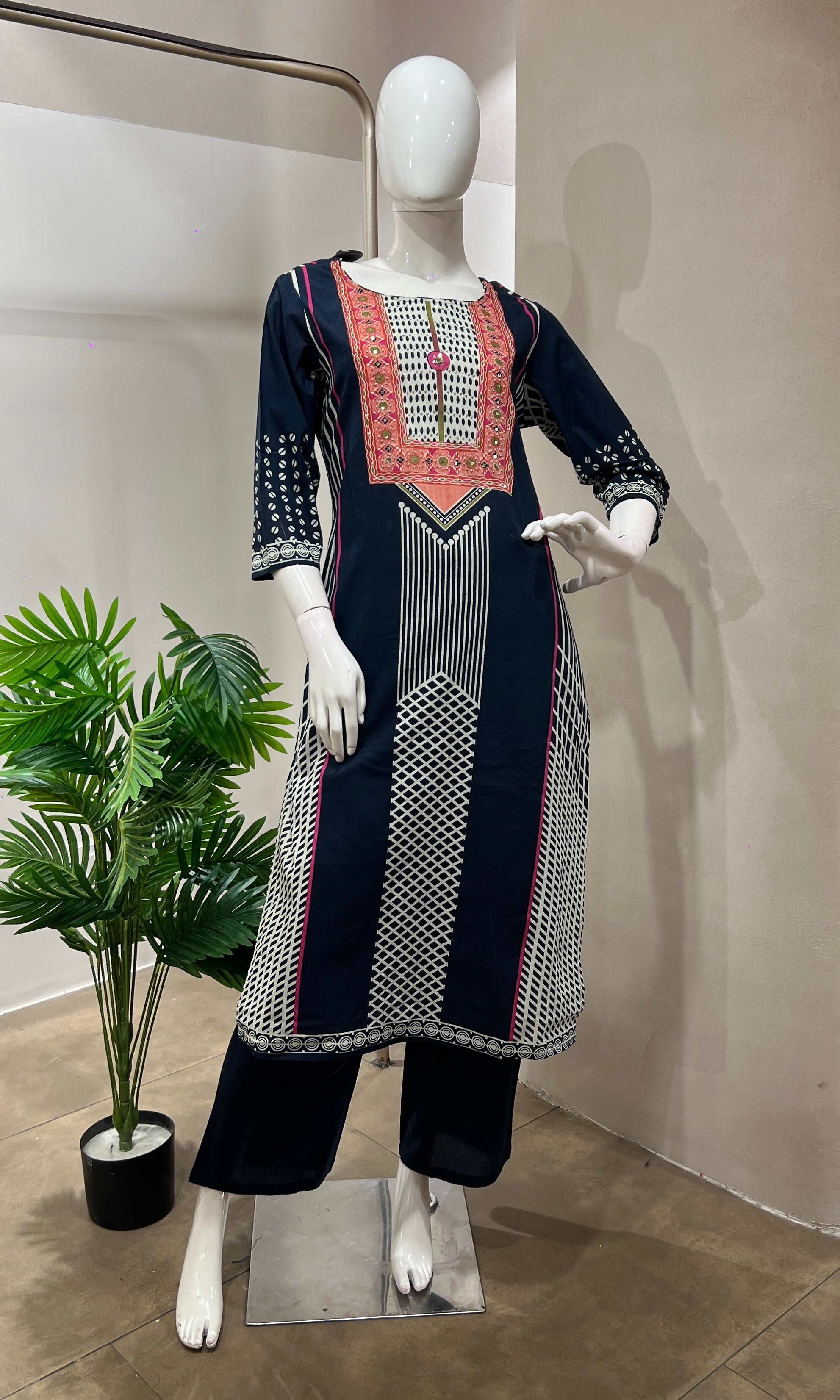 Blue ETHNIC PRINTED kurta set