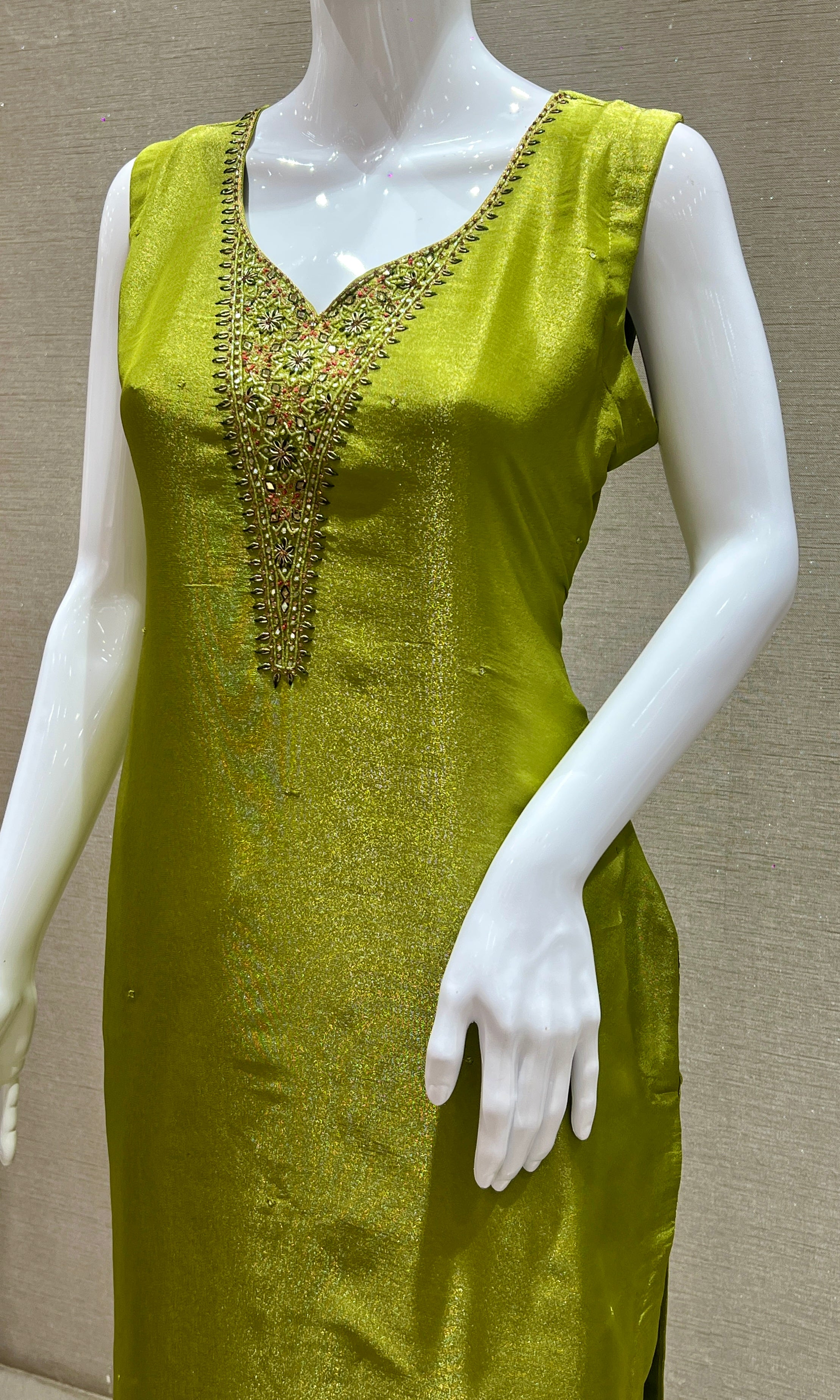 Elegant Green Embellished Kurta Set with Printed Dupatta