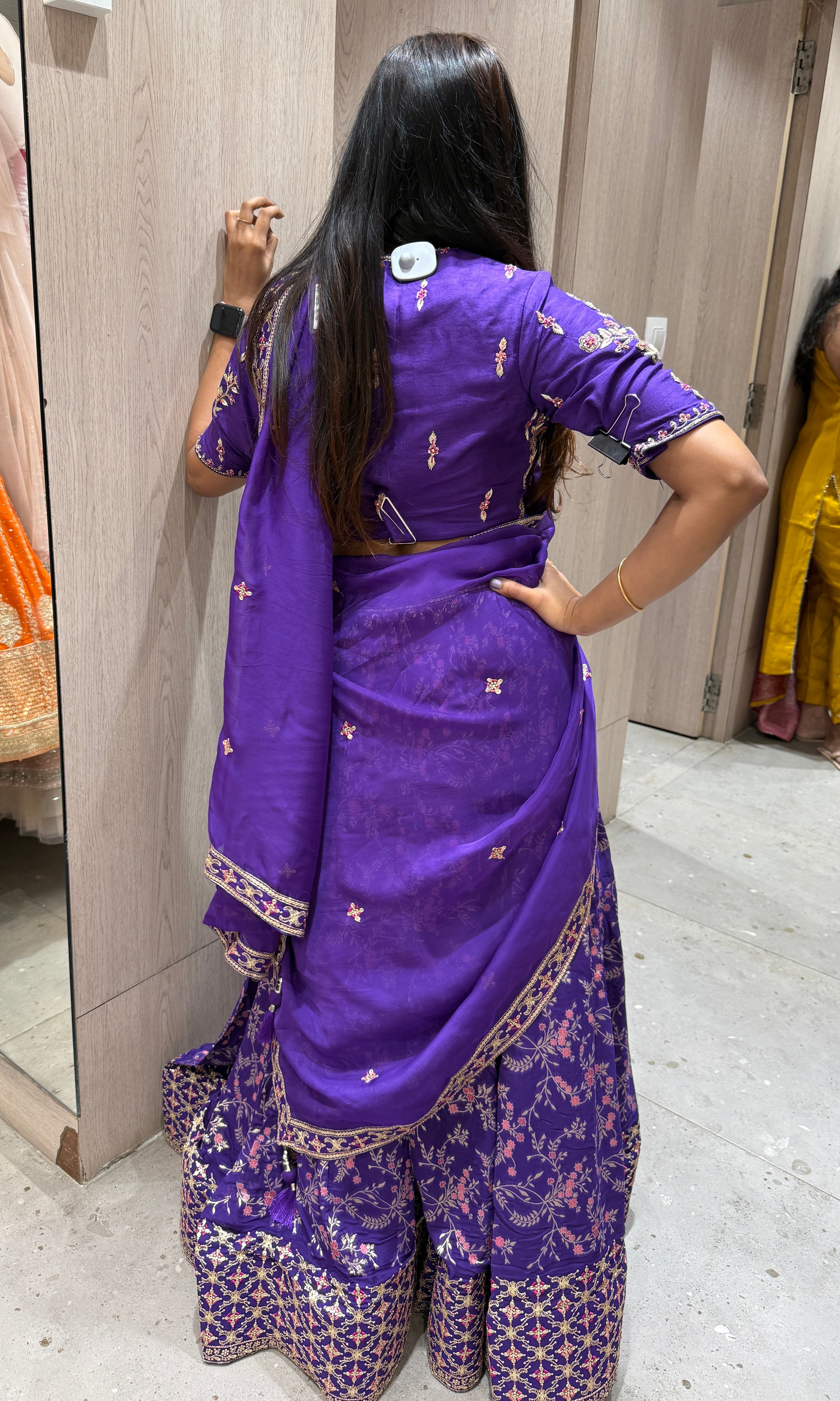 Purple lehenga with designer blouse