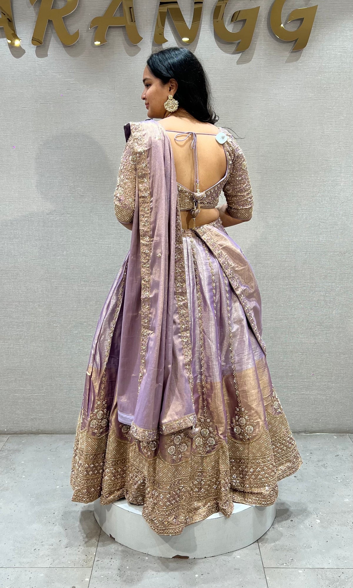 Metallic Lavender Silk Embroidered Lehenga Choli Set