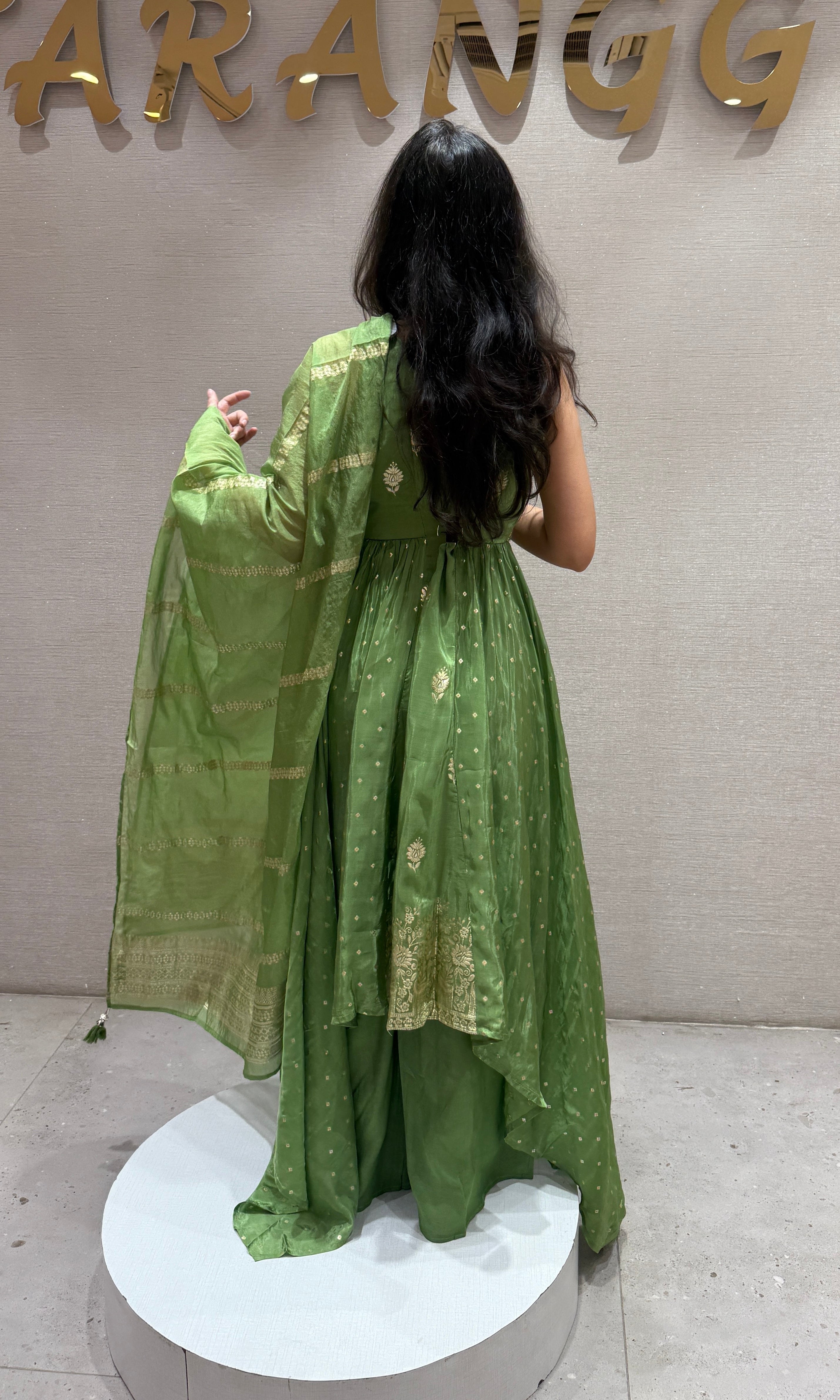Green Floral Embroidery ANARKALI Palazzo SET