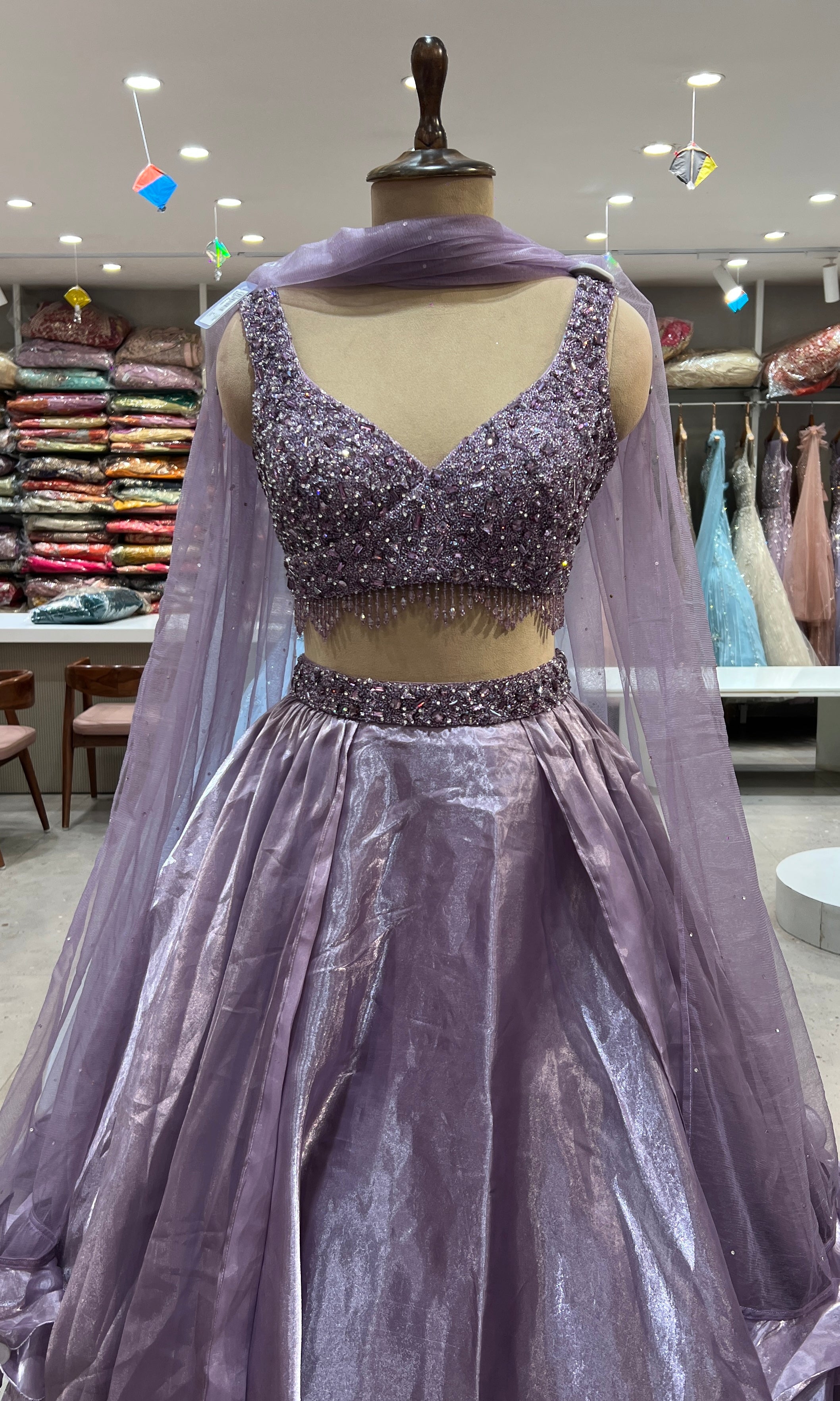 Lilac Sequin Embroidered Lehenga Set