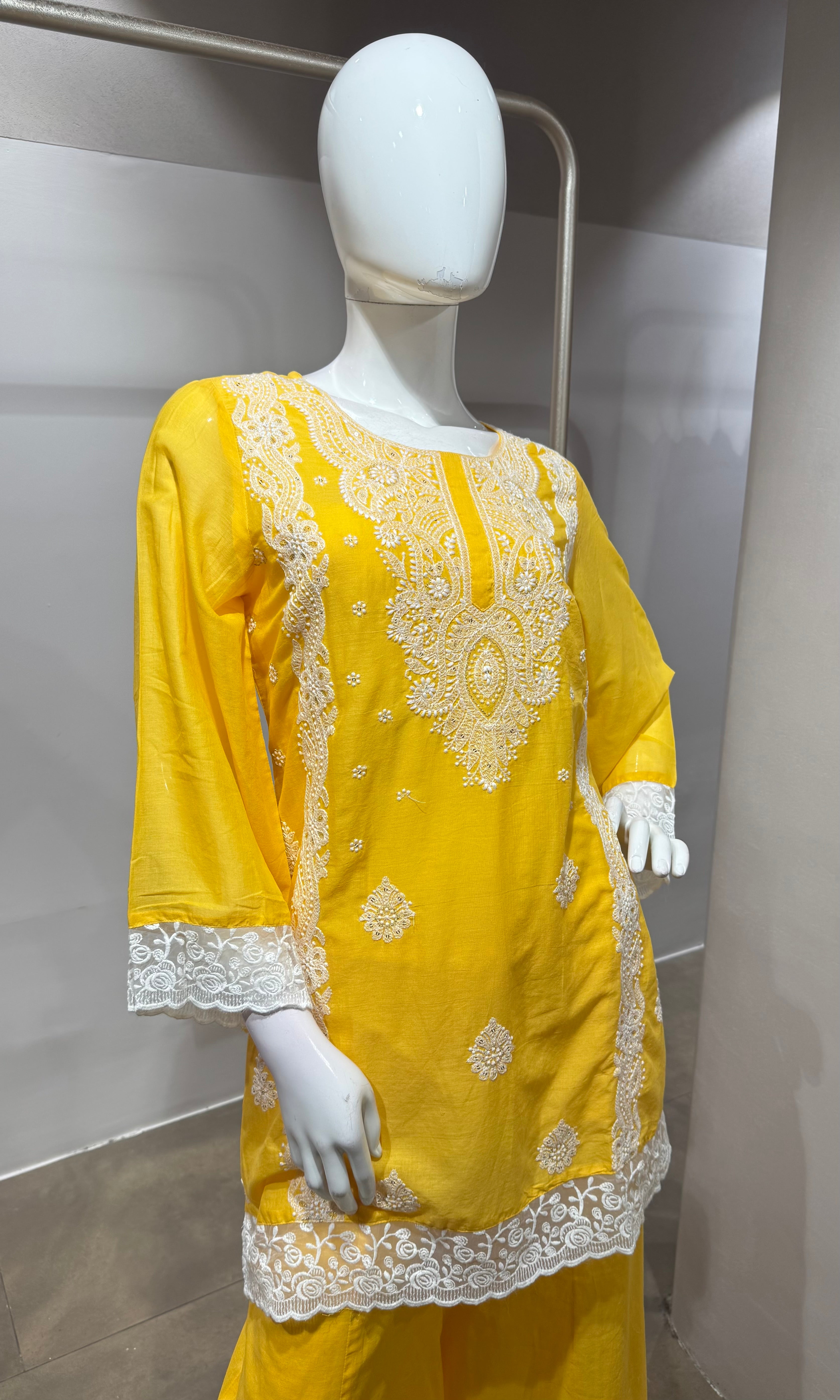 Sunshine Yellow Embroidered Sharara Set