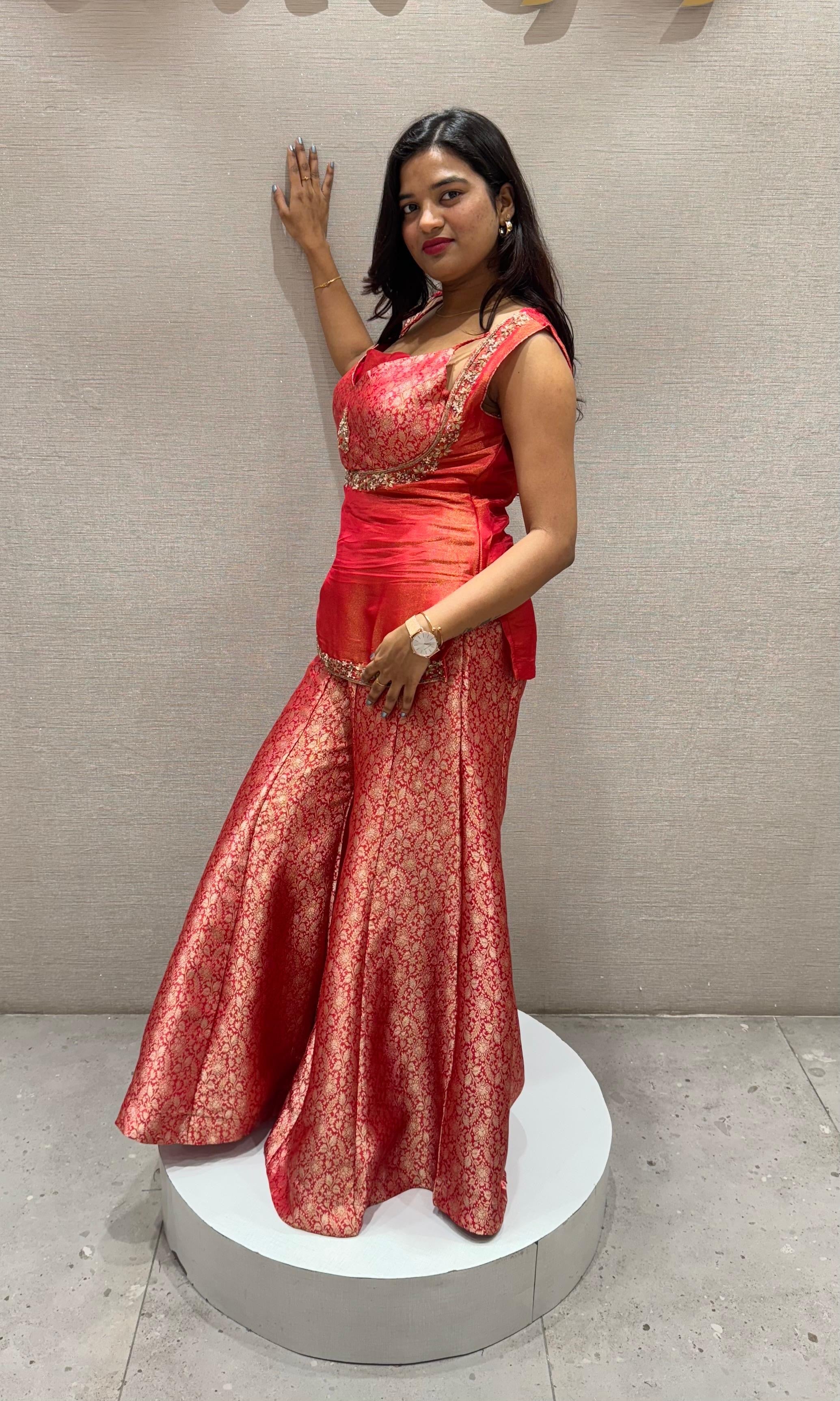 Red BANARASI PALAZZO SET