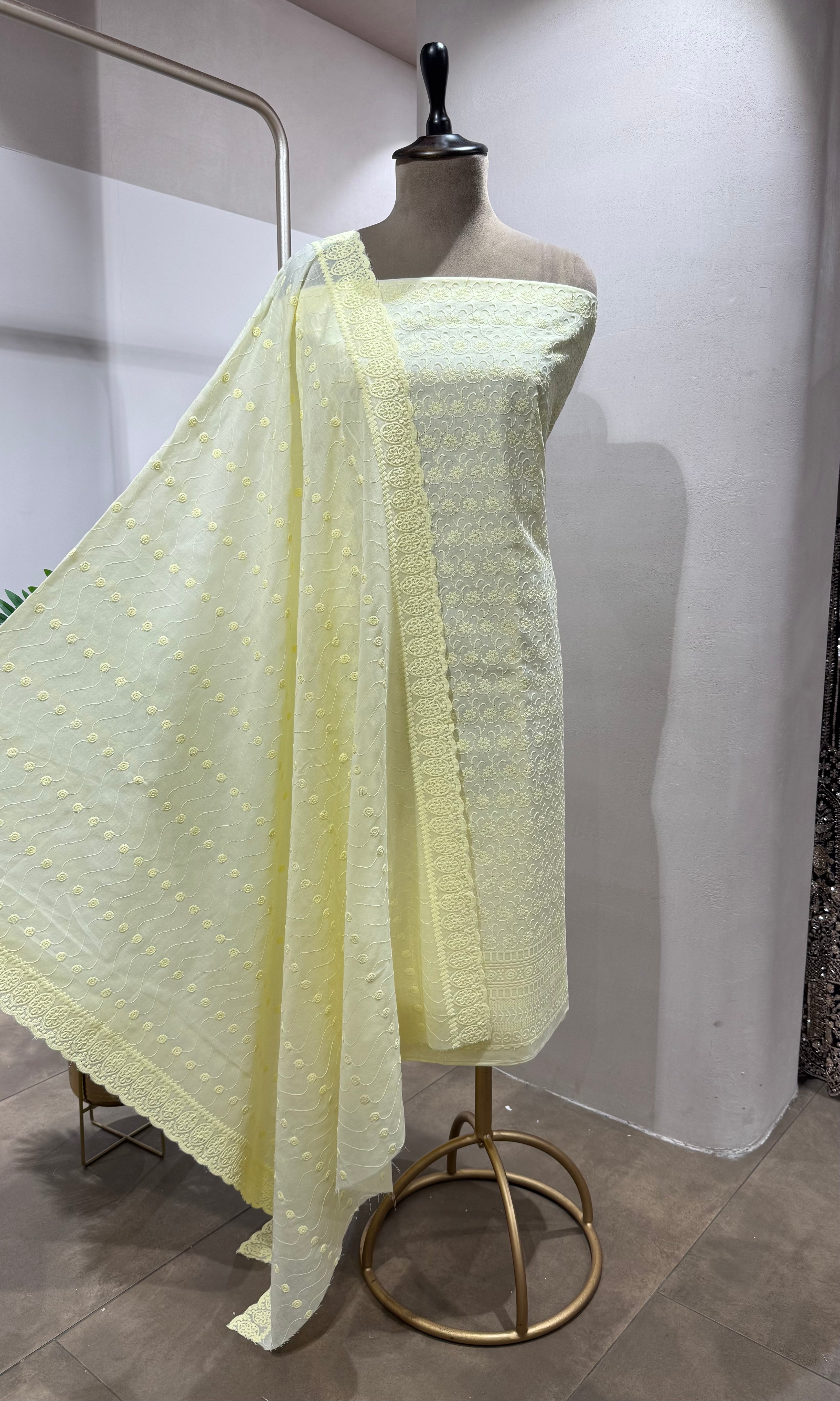 LIGHT YELLOW Georgette Dress Material