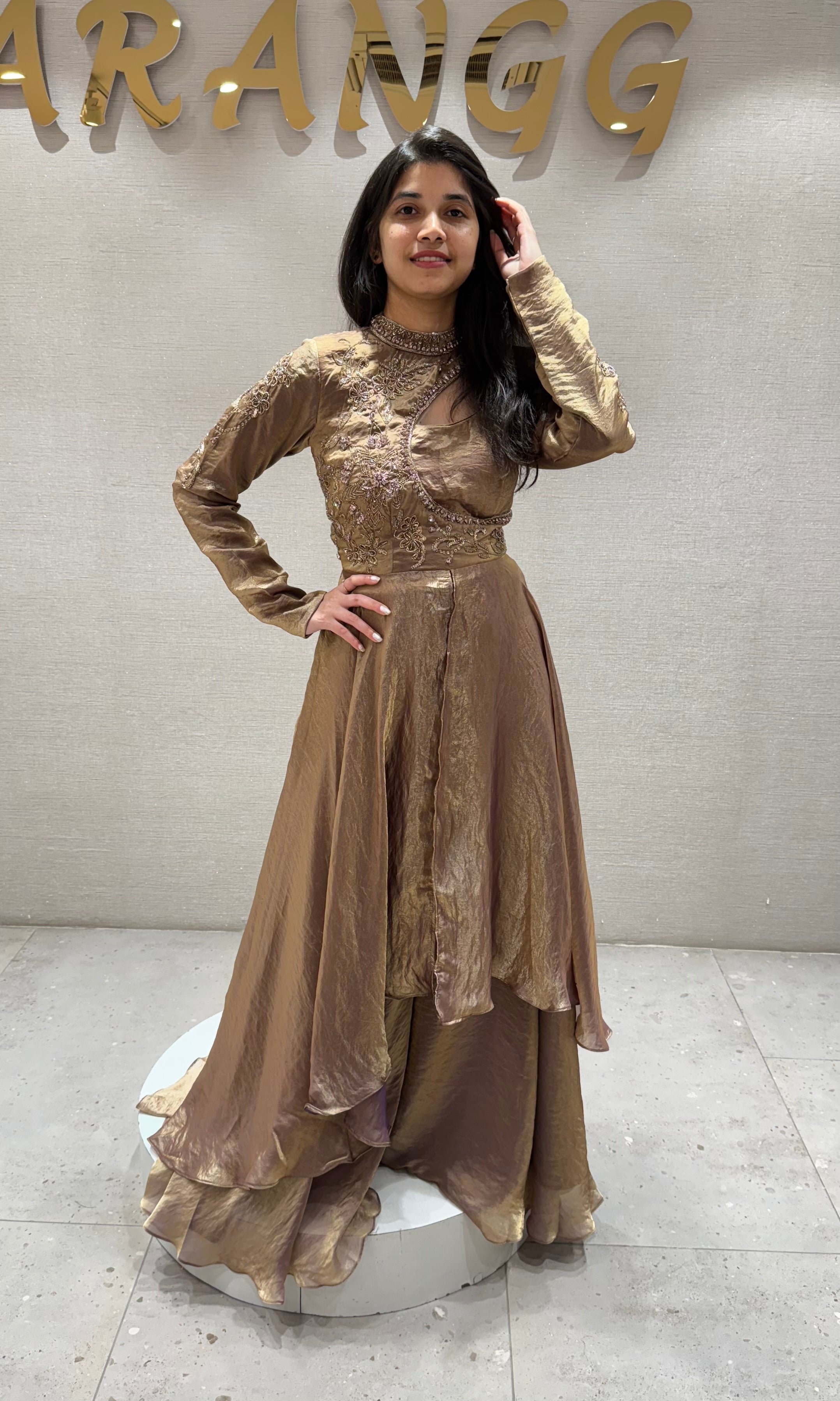 Gold EMBROIDERED ANARKALI SET