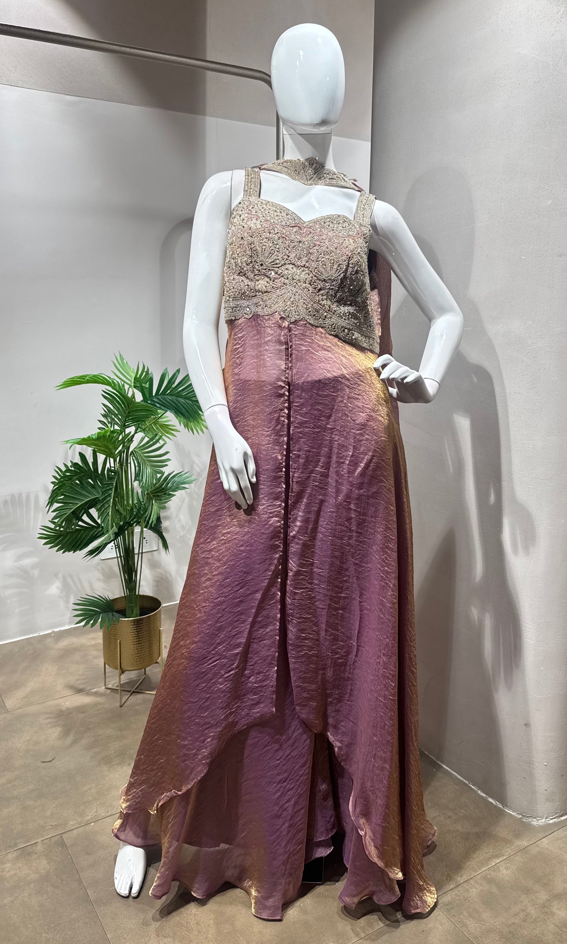 Pink Embroidered Front-Slit Anarkali set