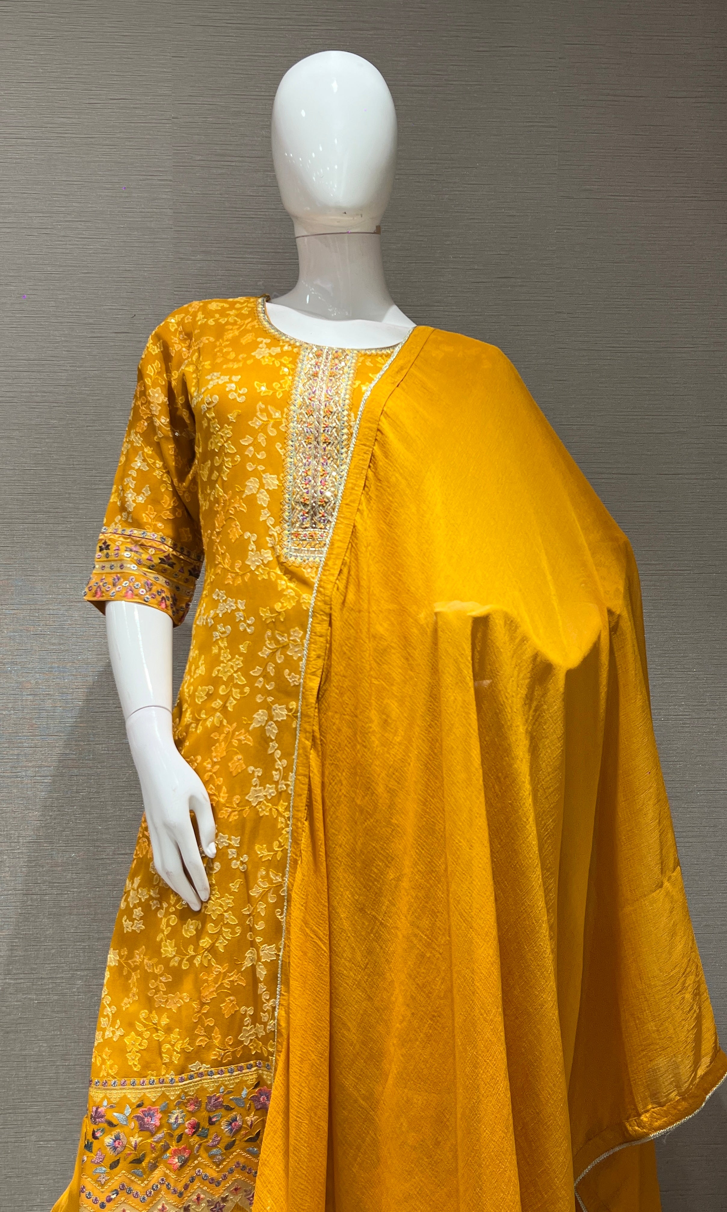 Light Yellow Embroidered Kurta Set
