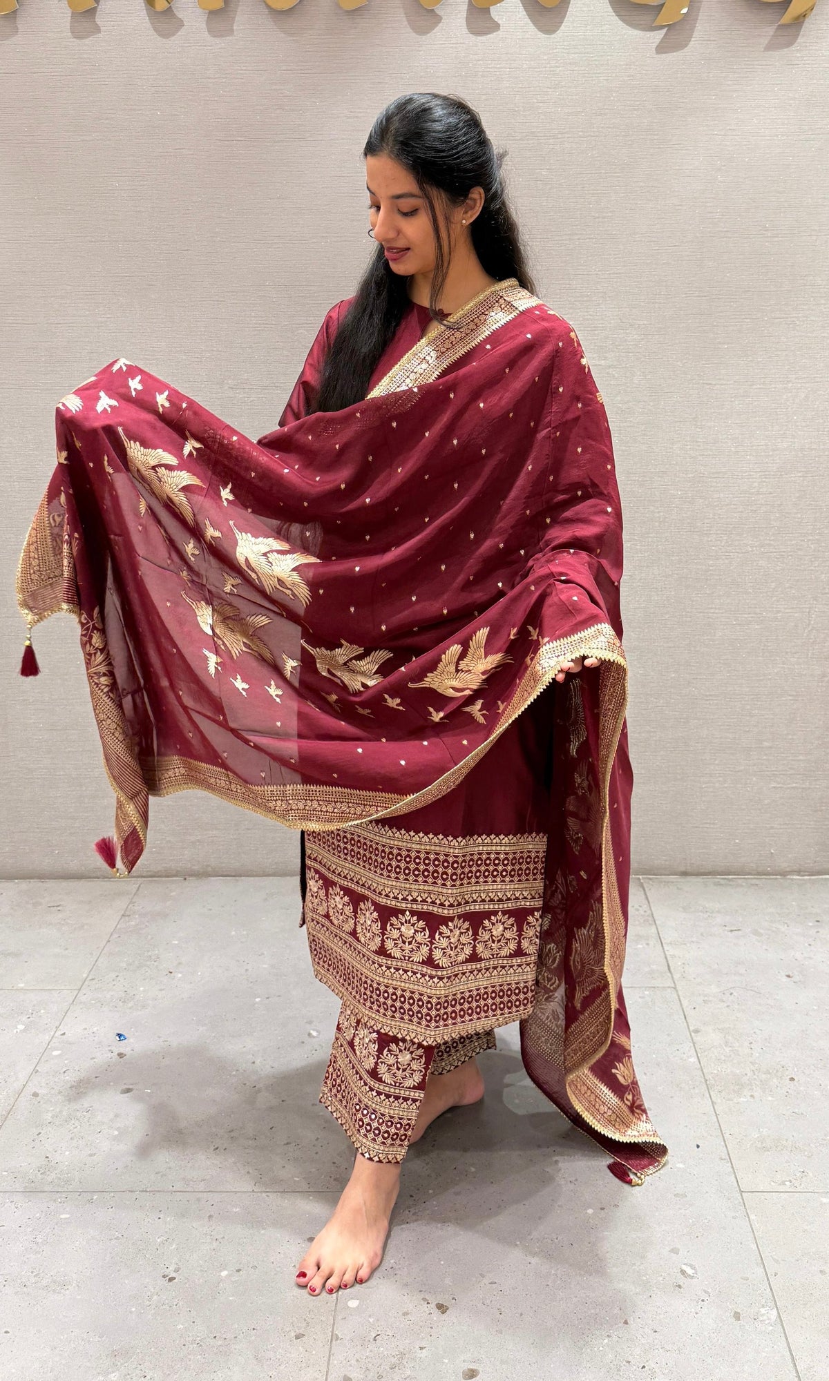 Maroon sabyasachi inspired kurta set