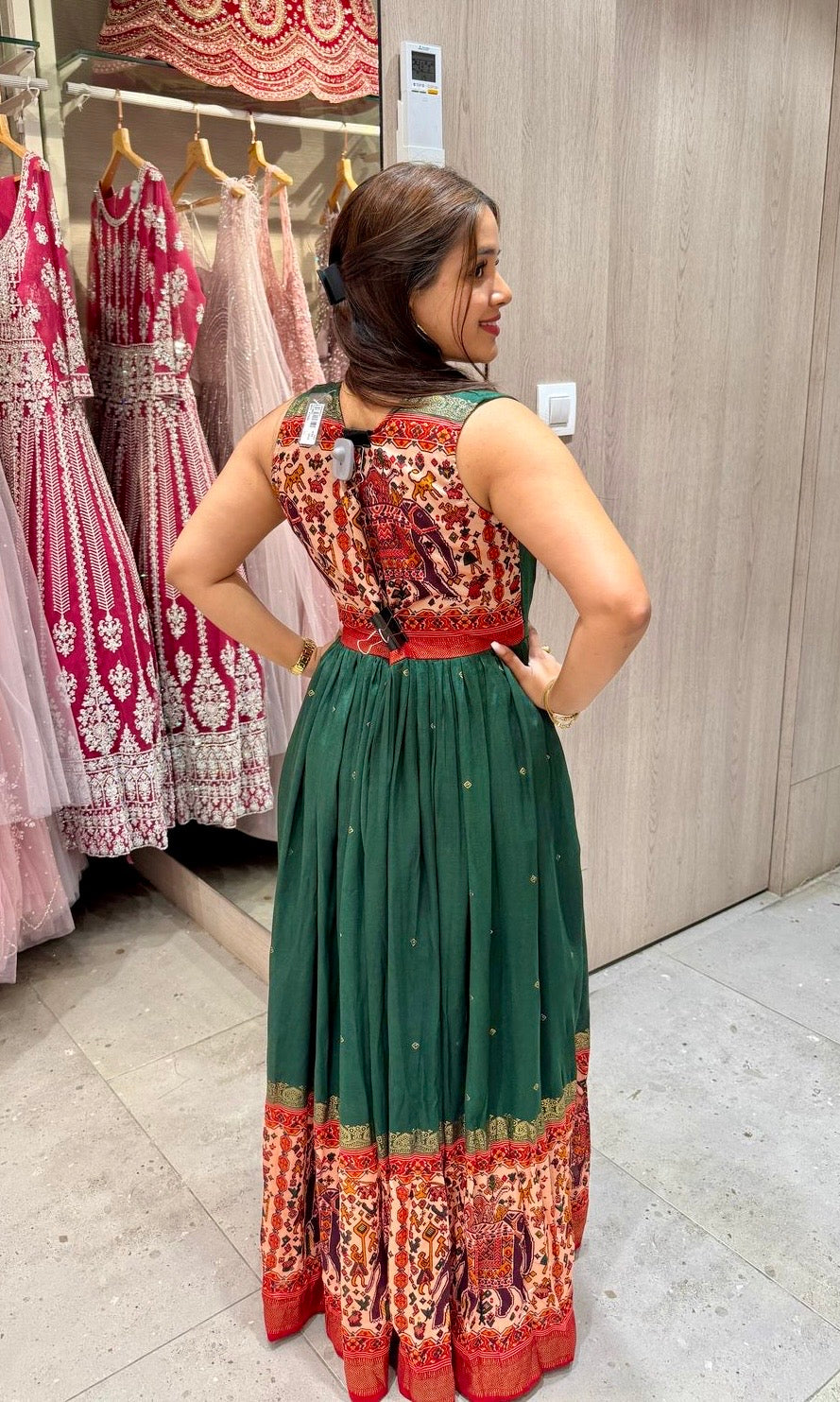 Green long dress