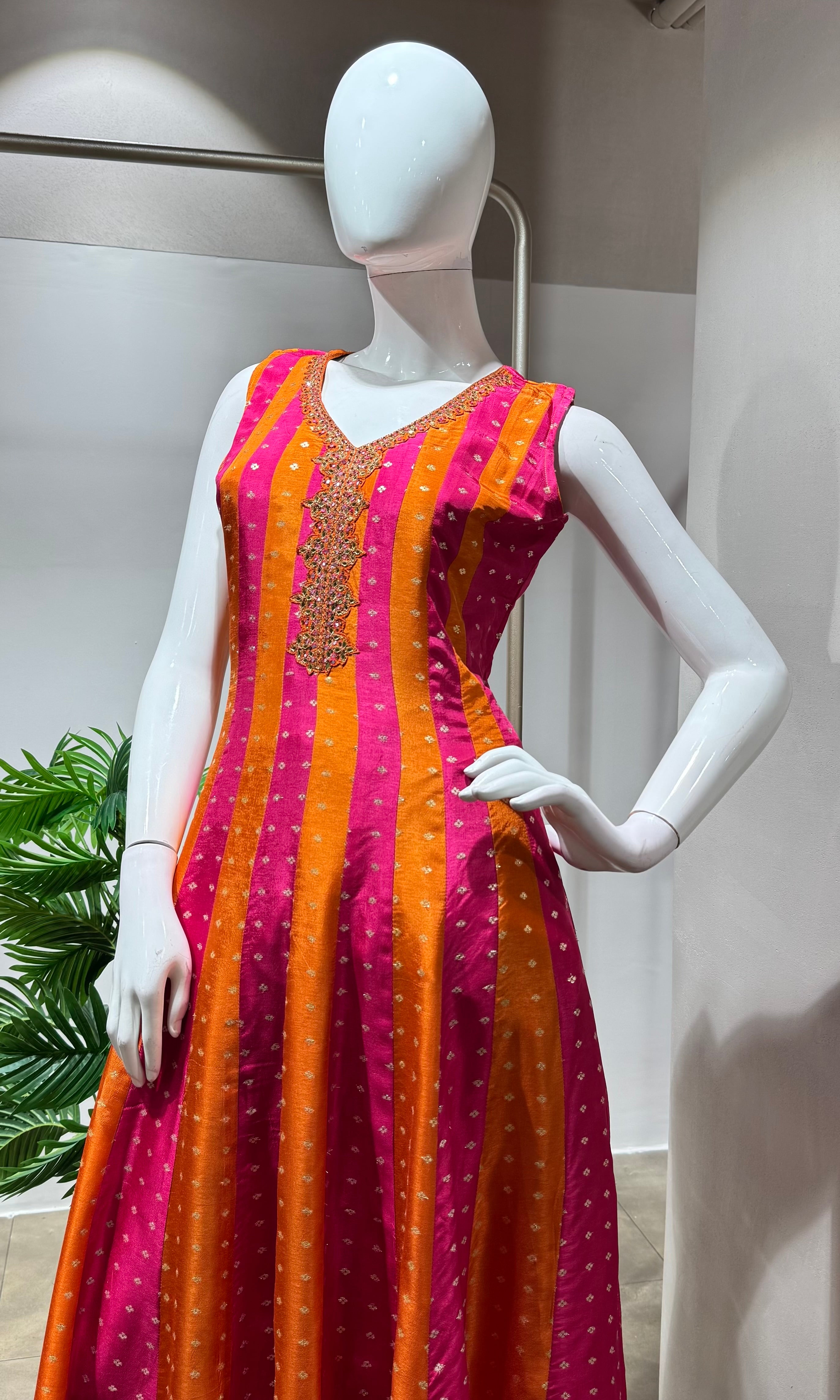 Orange & Pink anarakali dress