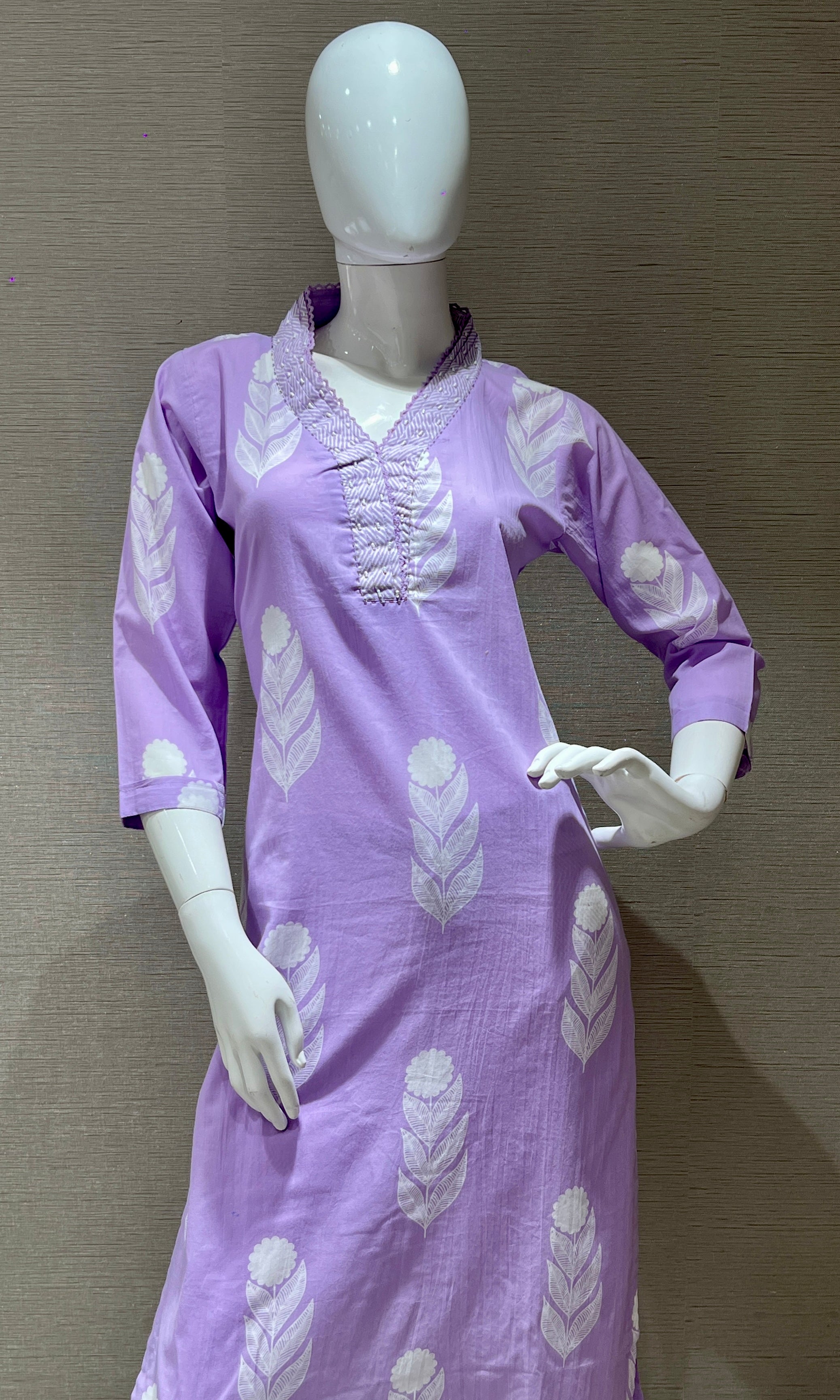 Lavender Floral Printed Kurta Set
