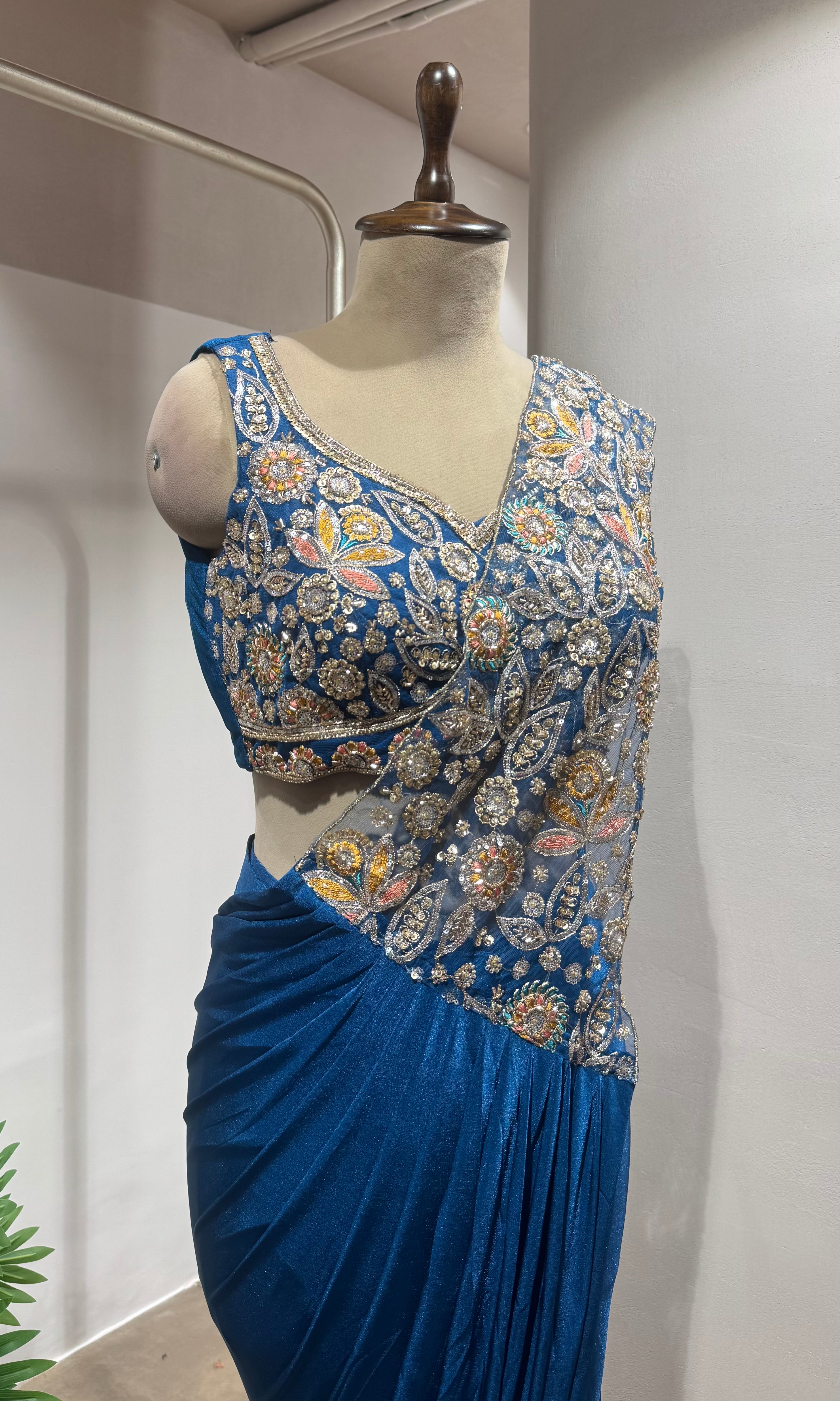 Royal Blue DRAPE Lycra Saree
