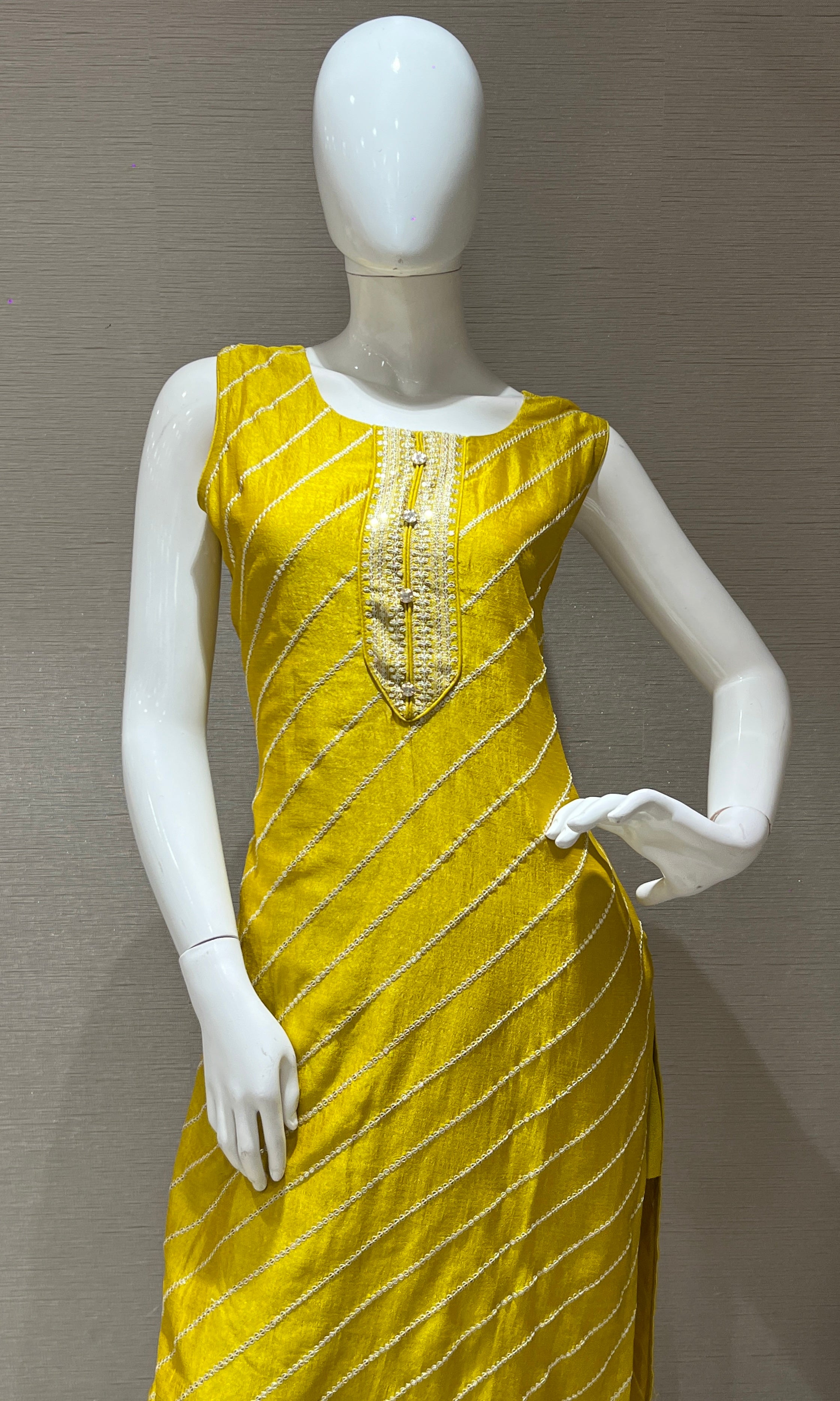 Yellow gold embroidered kurta set