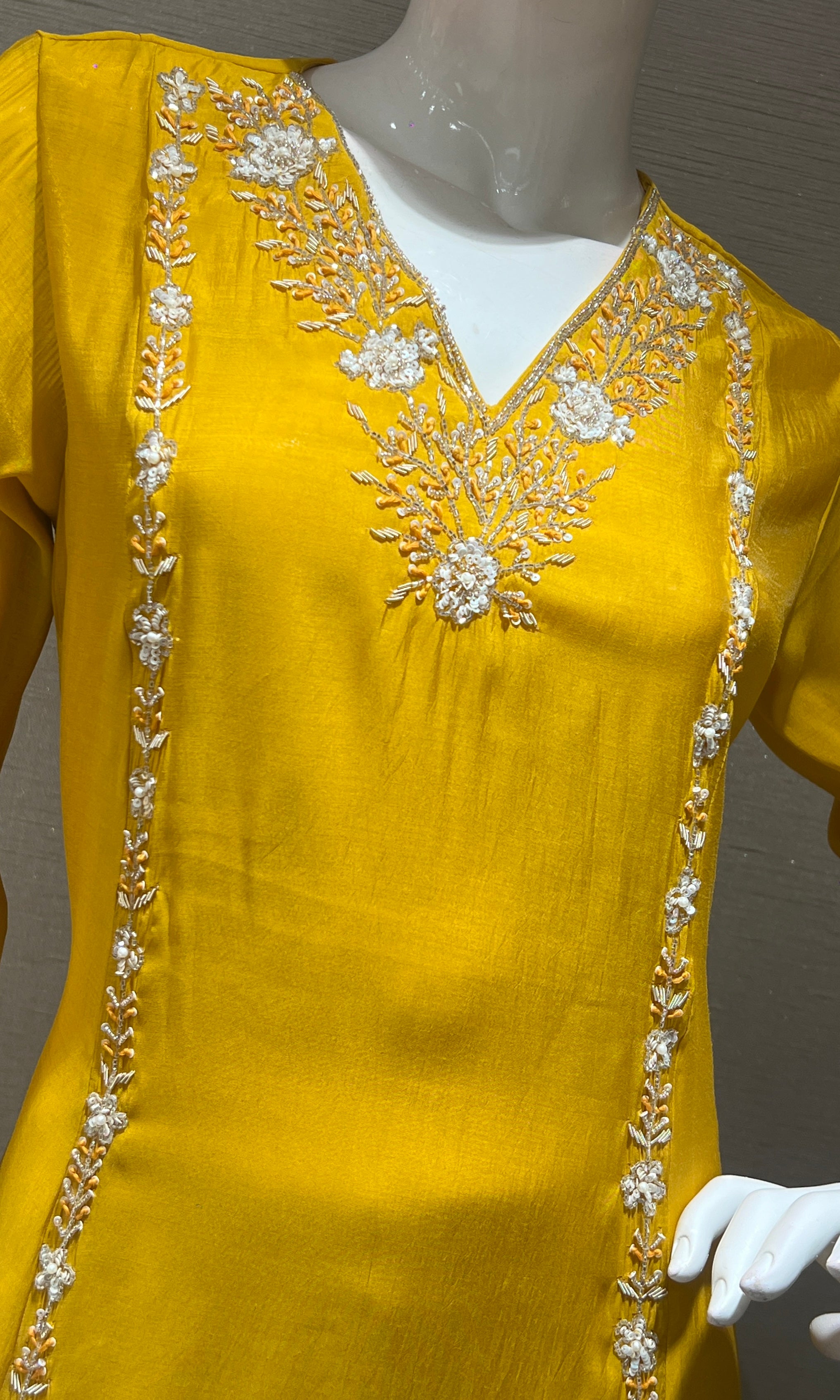 Mustard yellow EMBROIDERED kurta set