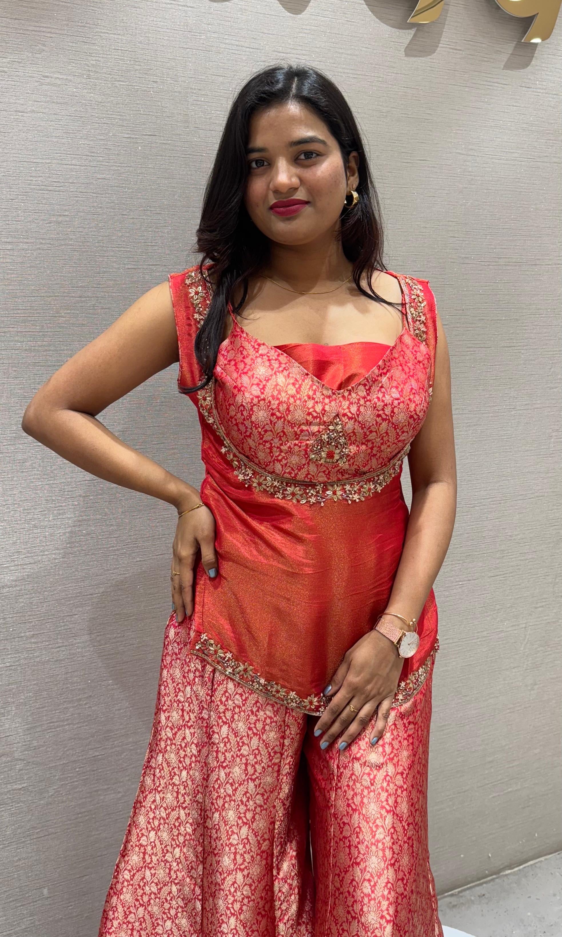 Red BANARASI PALAZZO SET