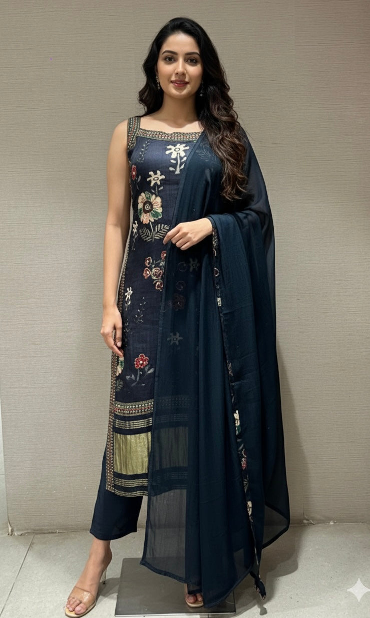Black floral Kurta set