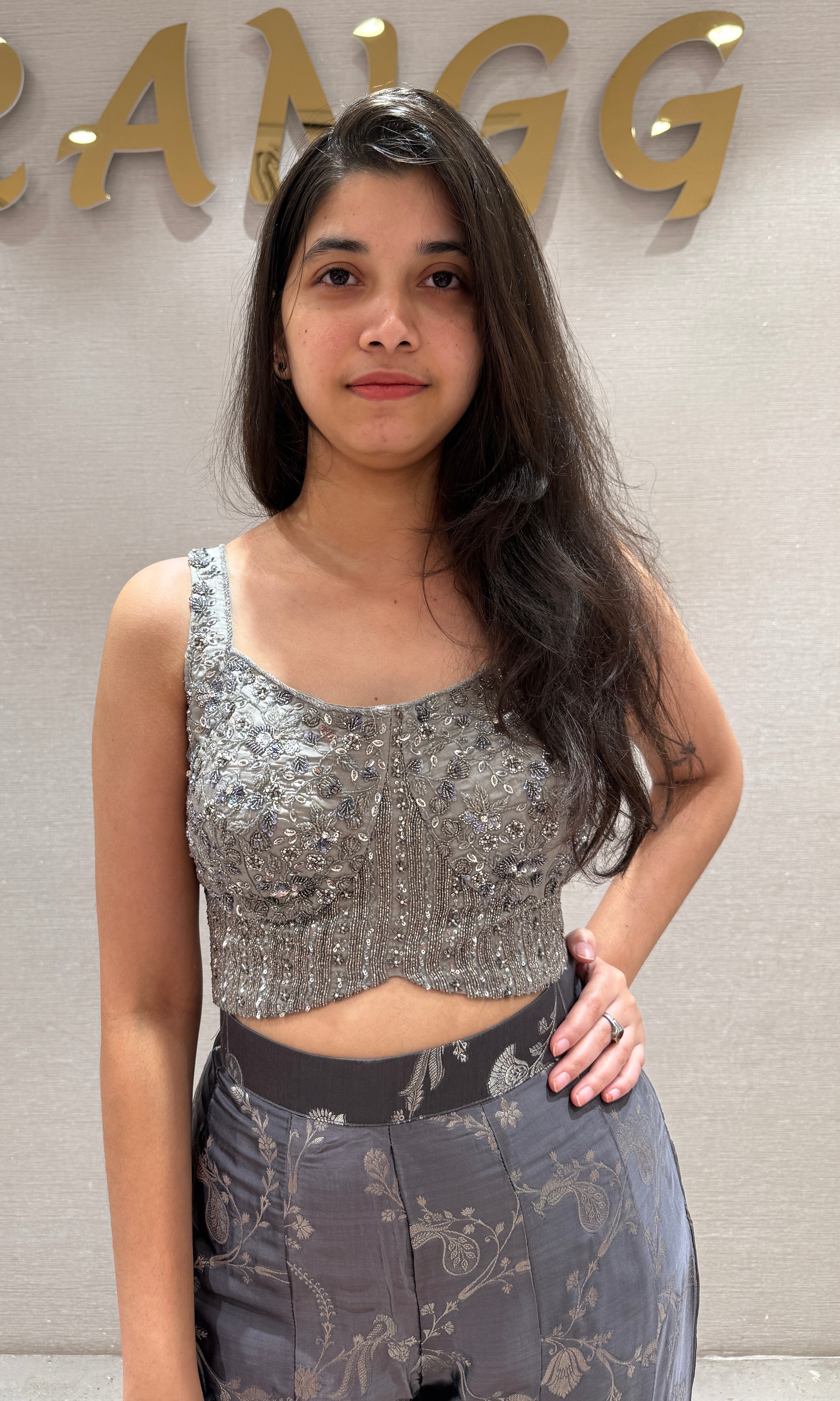 Grey EMBELLISHED Palazzo Set