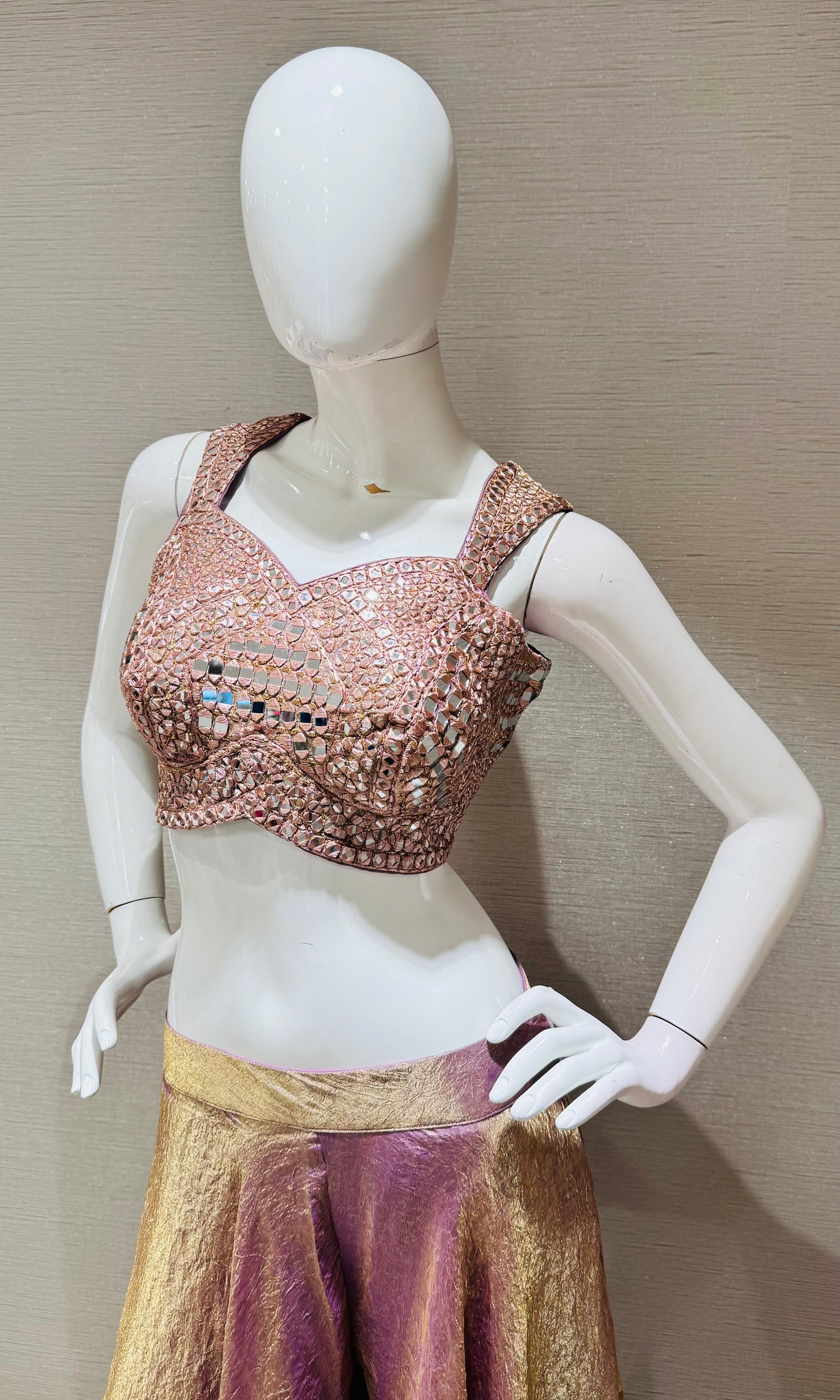 LILAC Shimmer Tissue Silk crop top Palazzo Set