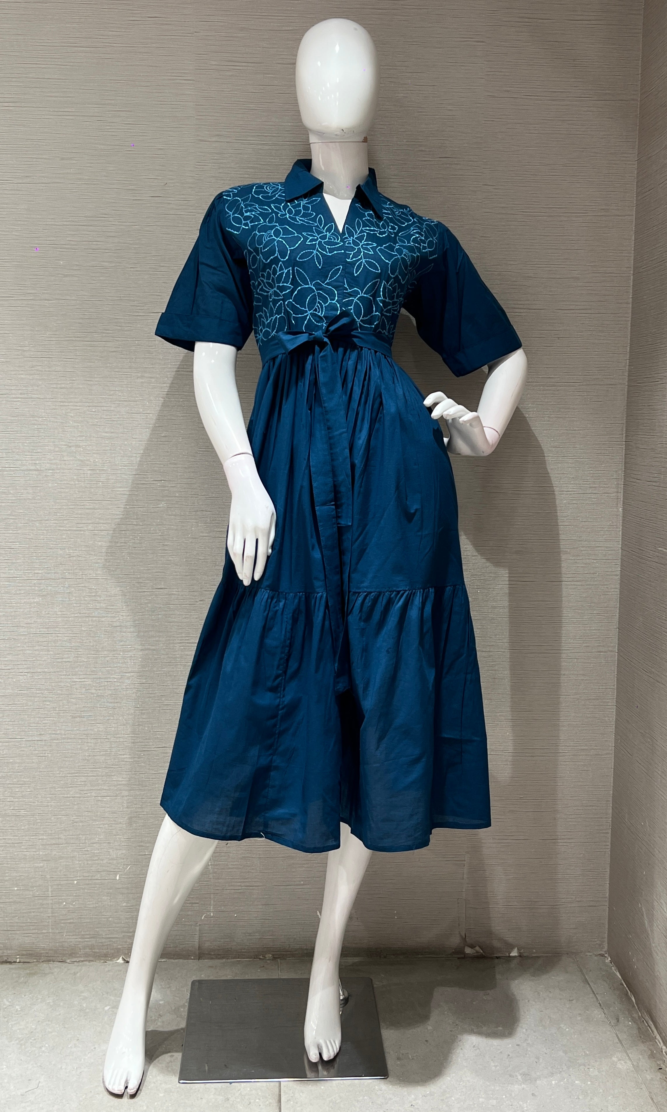COTTON Navy blue SUMMER DRESS