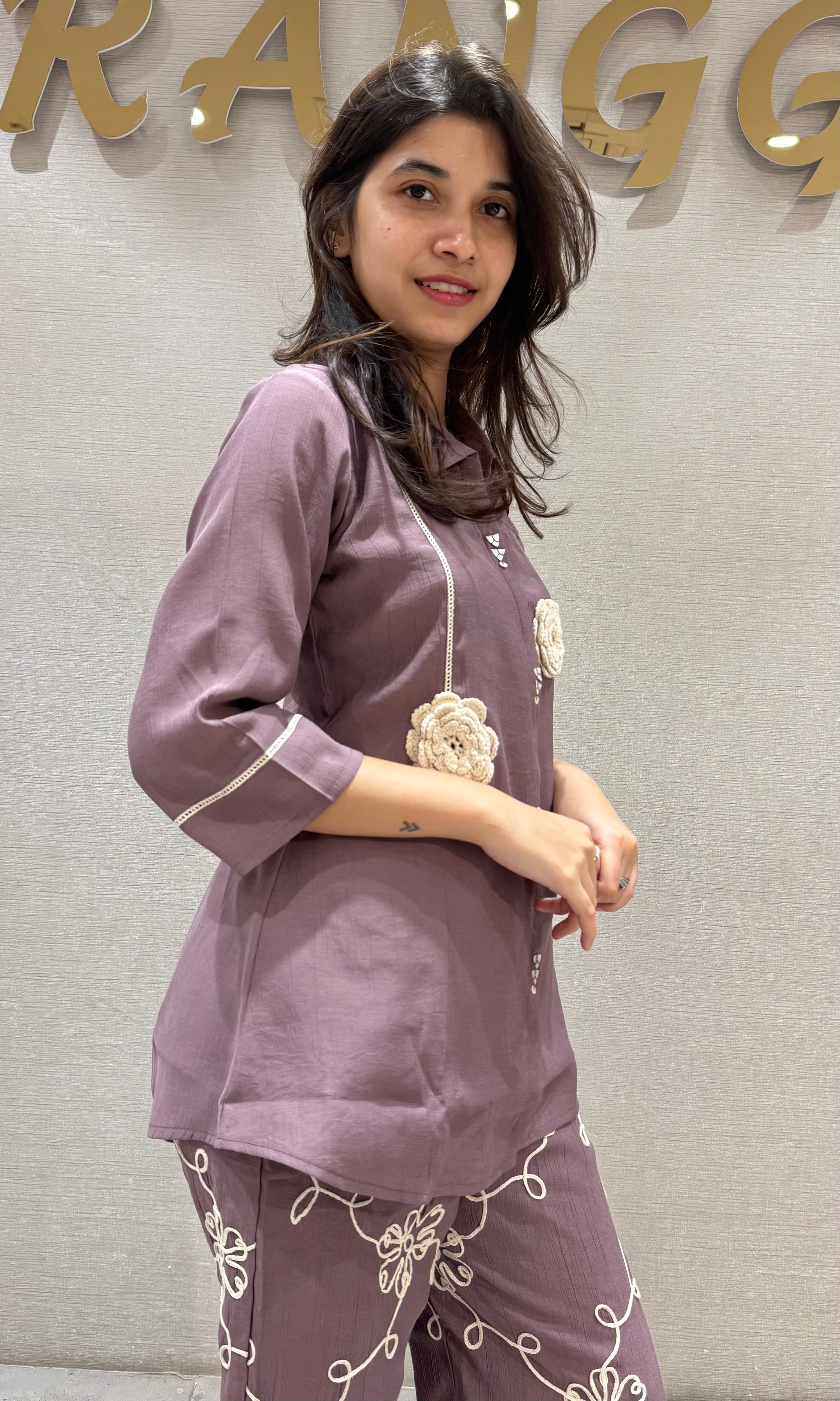 Mauve Blossom Shirt cord set