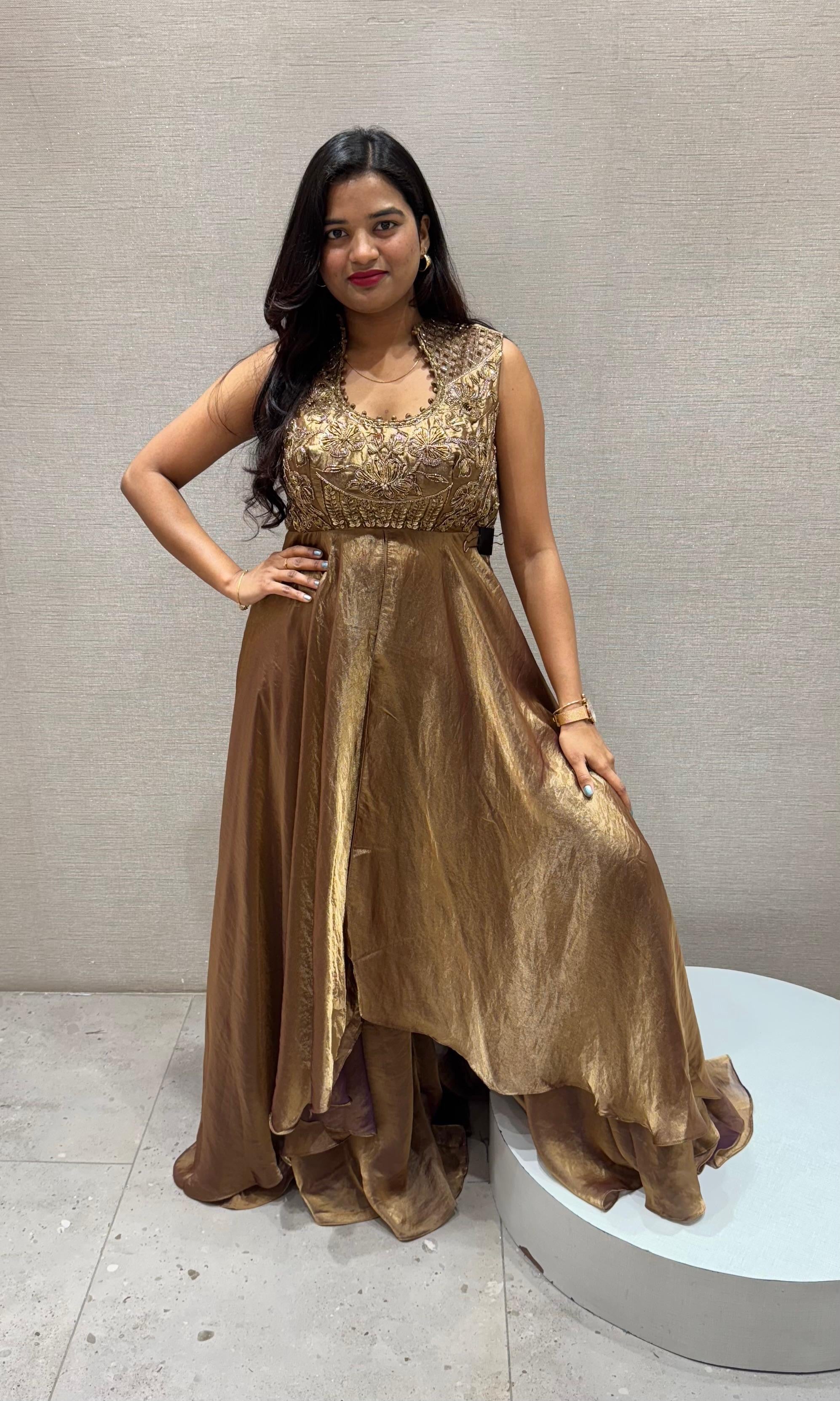 Brown FRONT SLIT PALAZZO SET