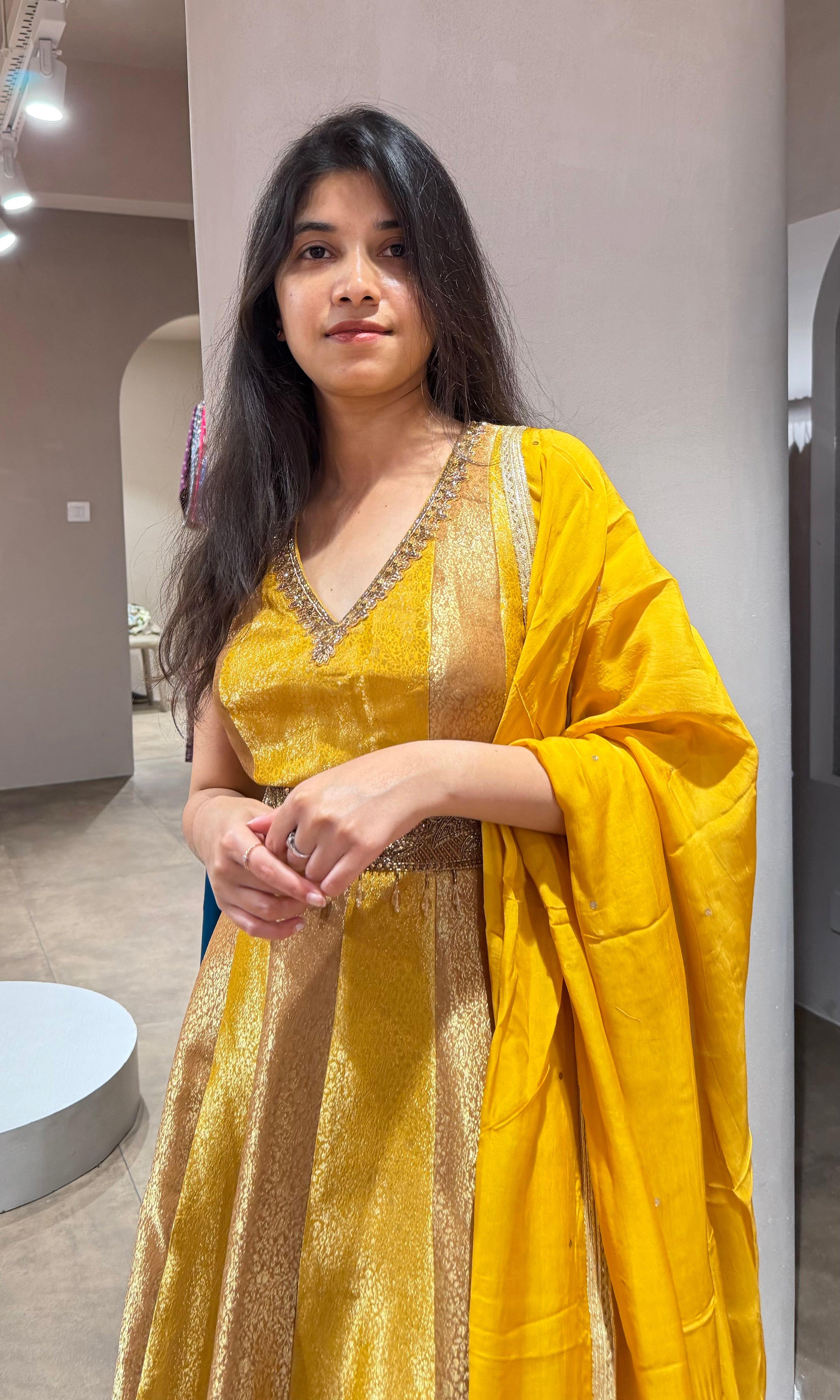 Mustard yellow EMBELLISHED ANARKALI SET