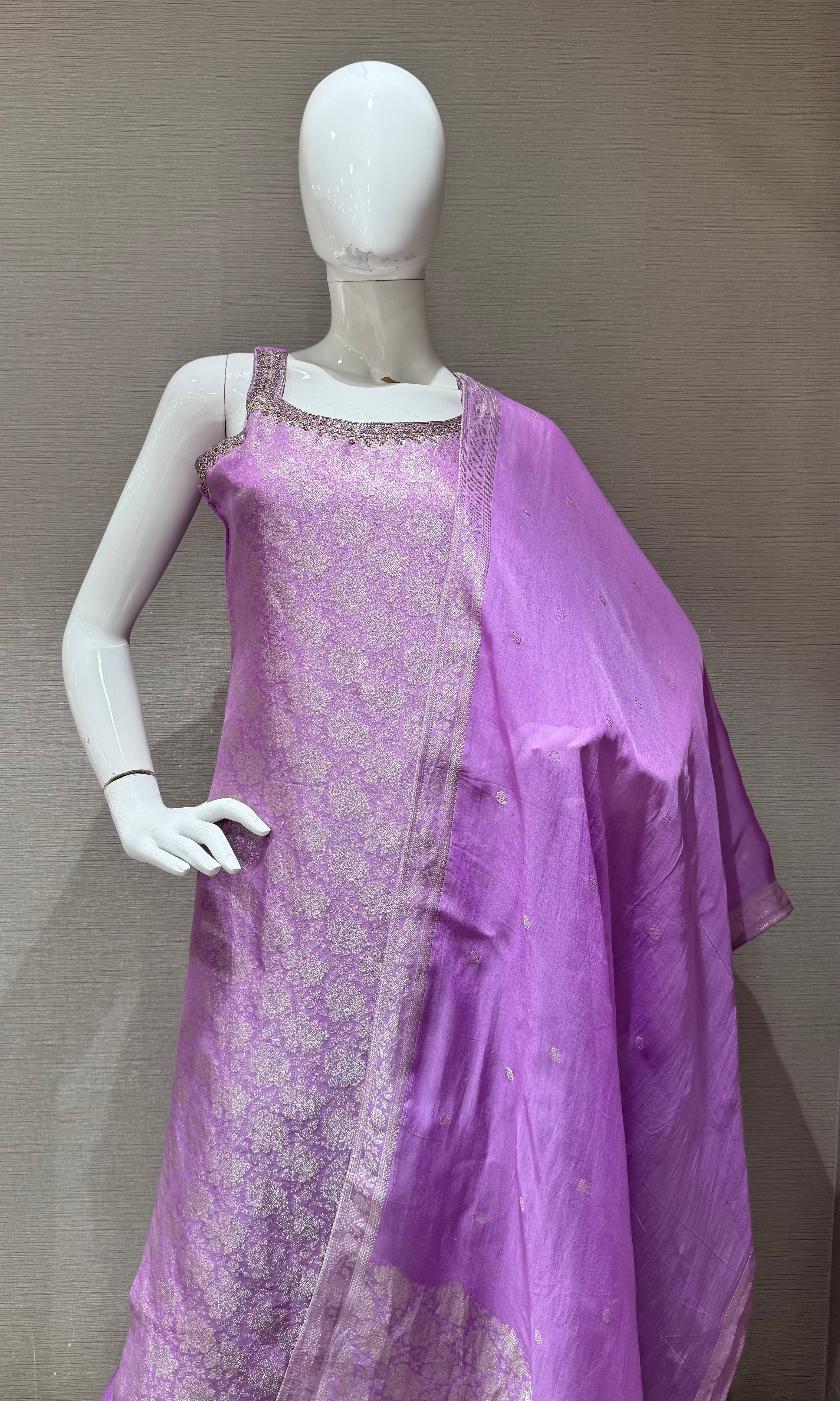 LILAC banarasi Silk Kurta Set with Dupatta