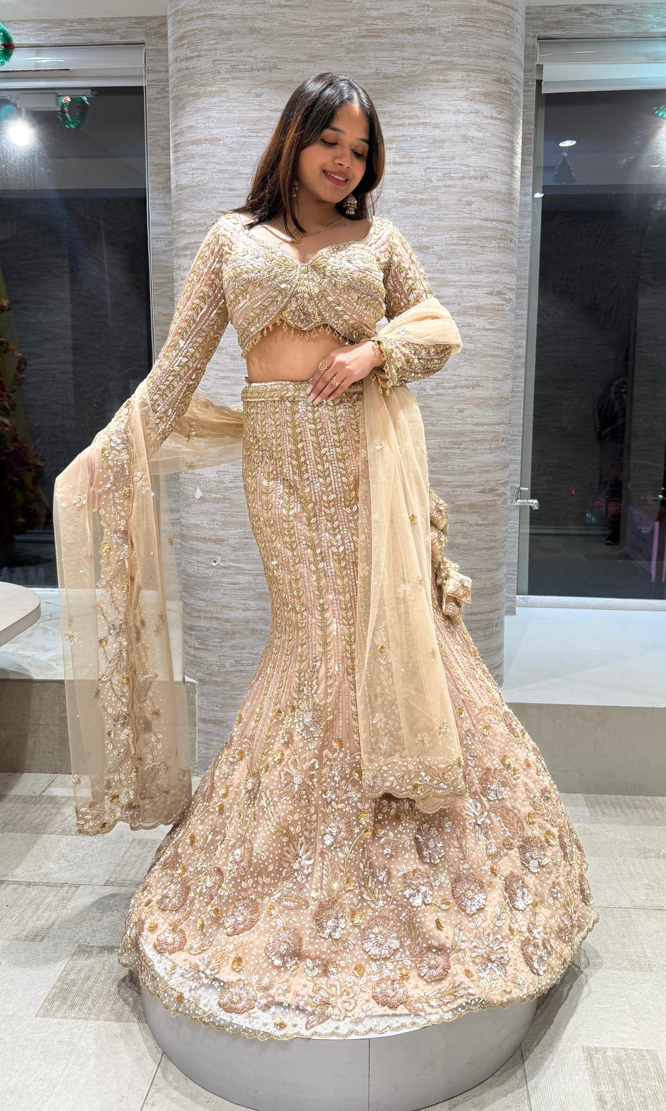 Gold Crystal embroidered Lehenga