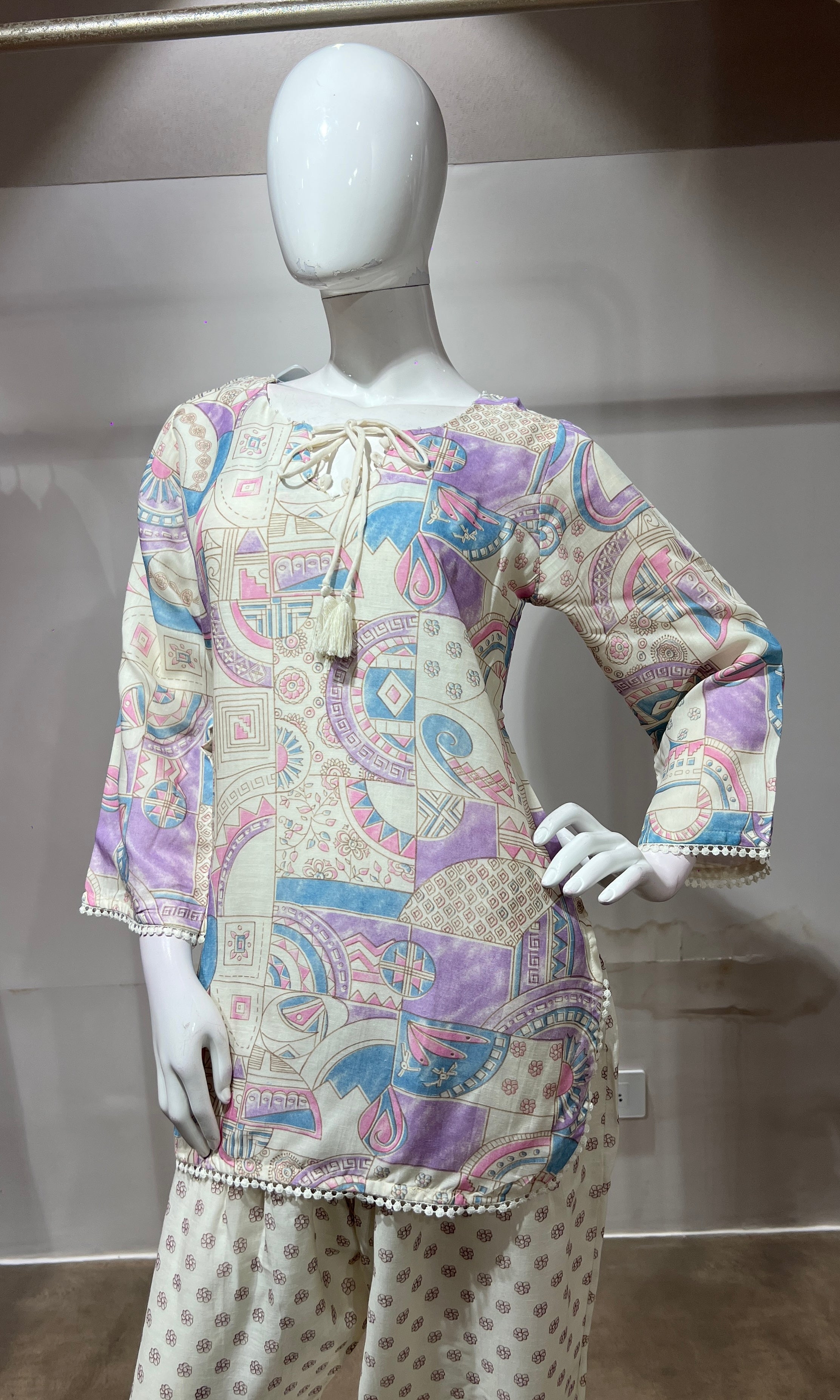 Purple Pastel Floral Printed Farsi salwar