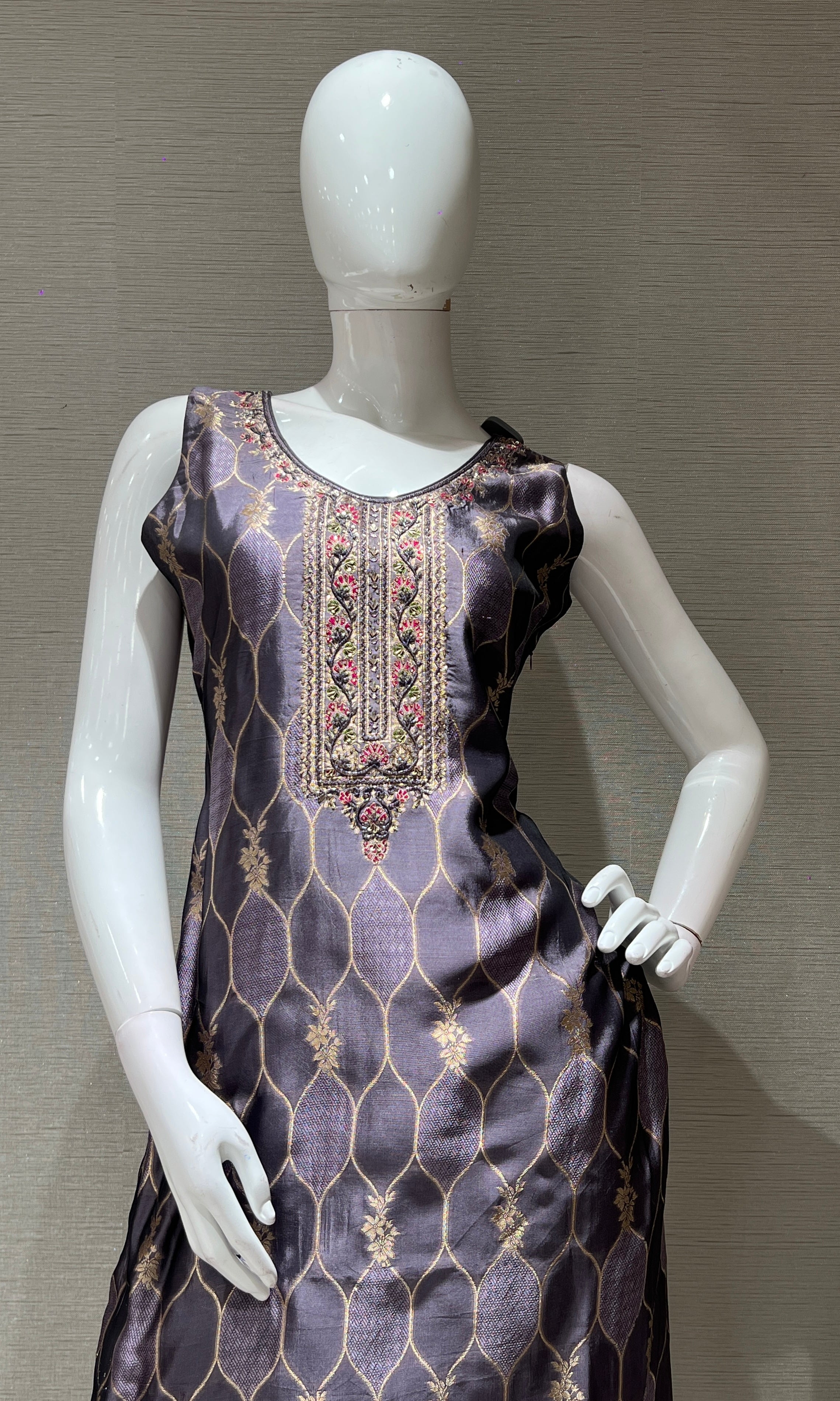 Lilac ethnic print kurta set