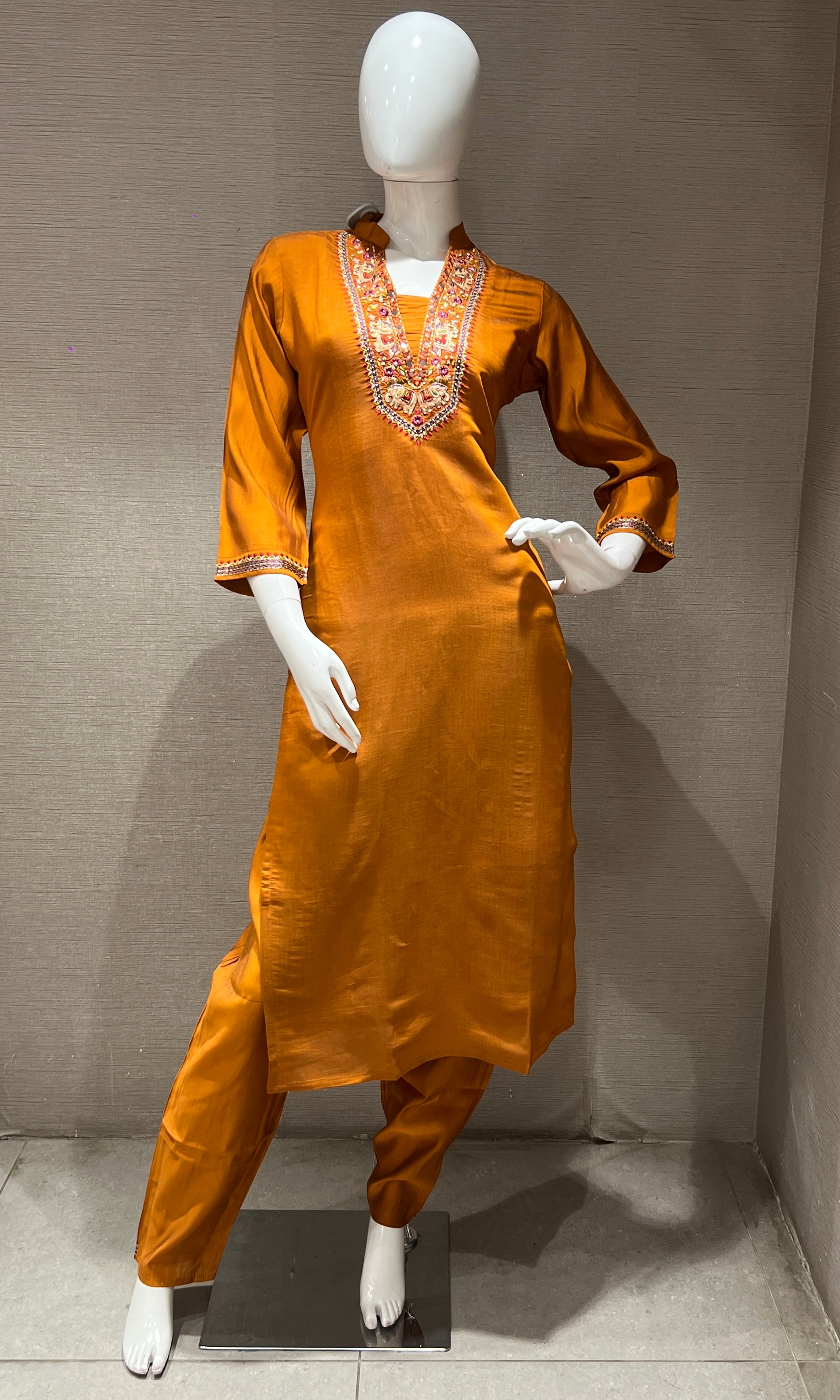 orange sabyasachi inspired kurta set