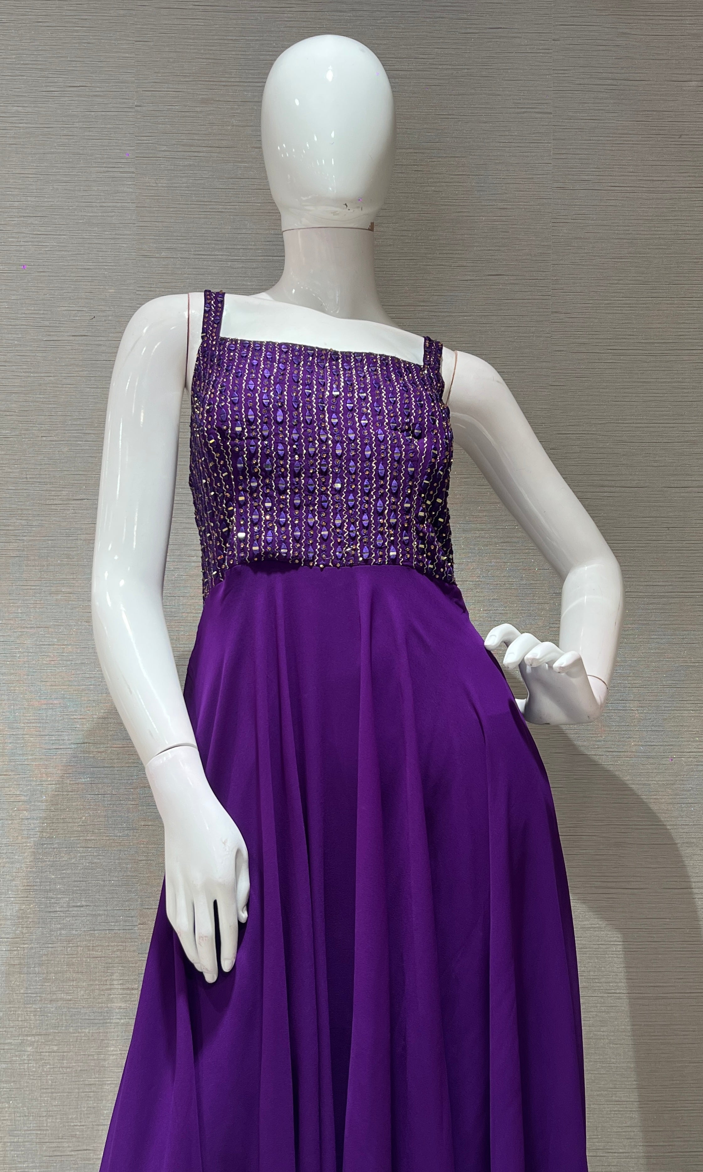 PURPLE EMBROIDERED LONG DRESS ANARKALI