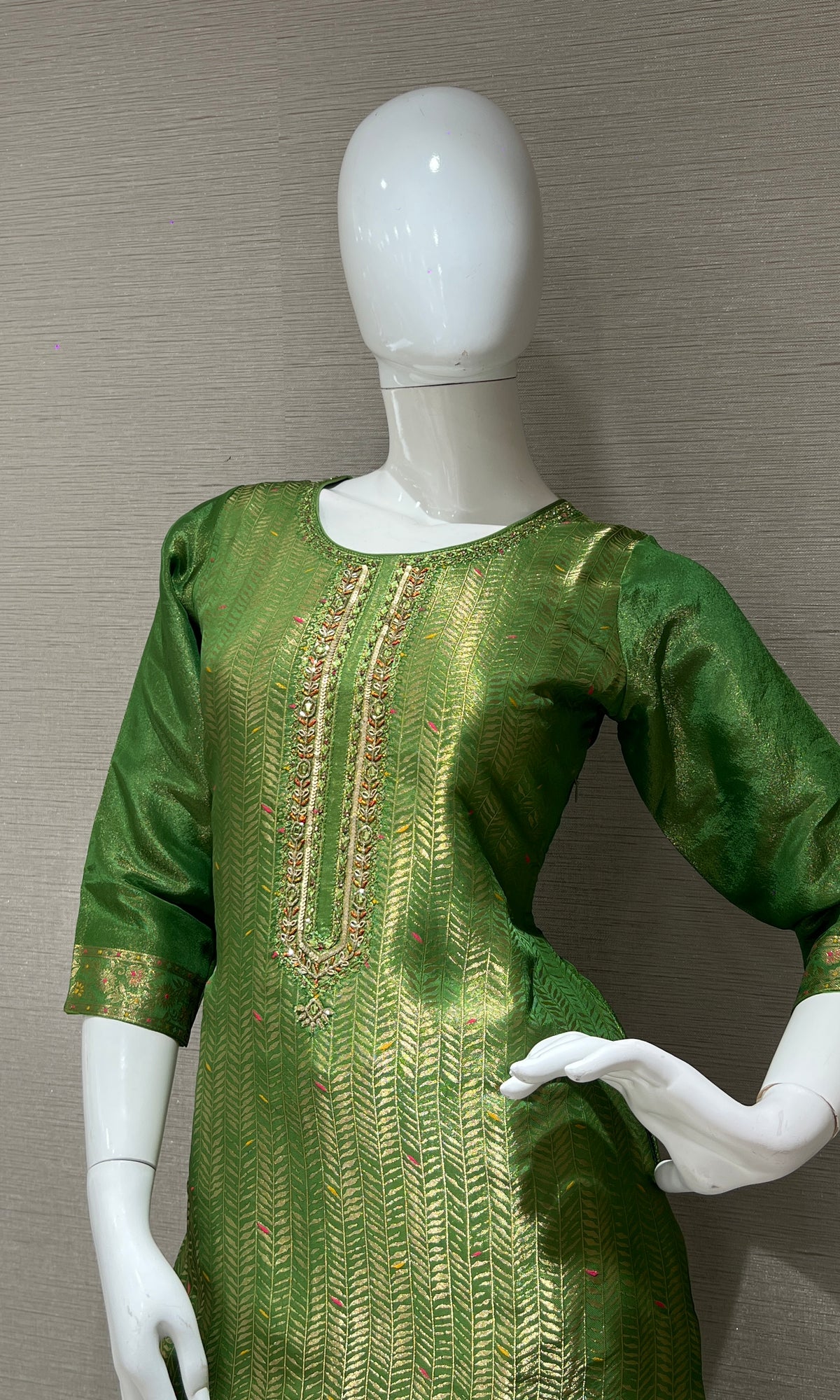 Mystic silk zari green sharara set
