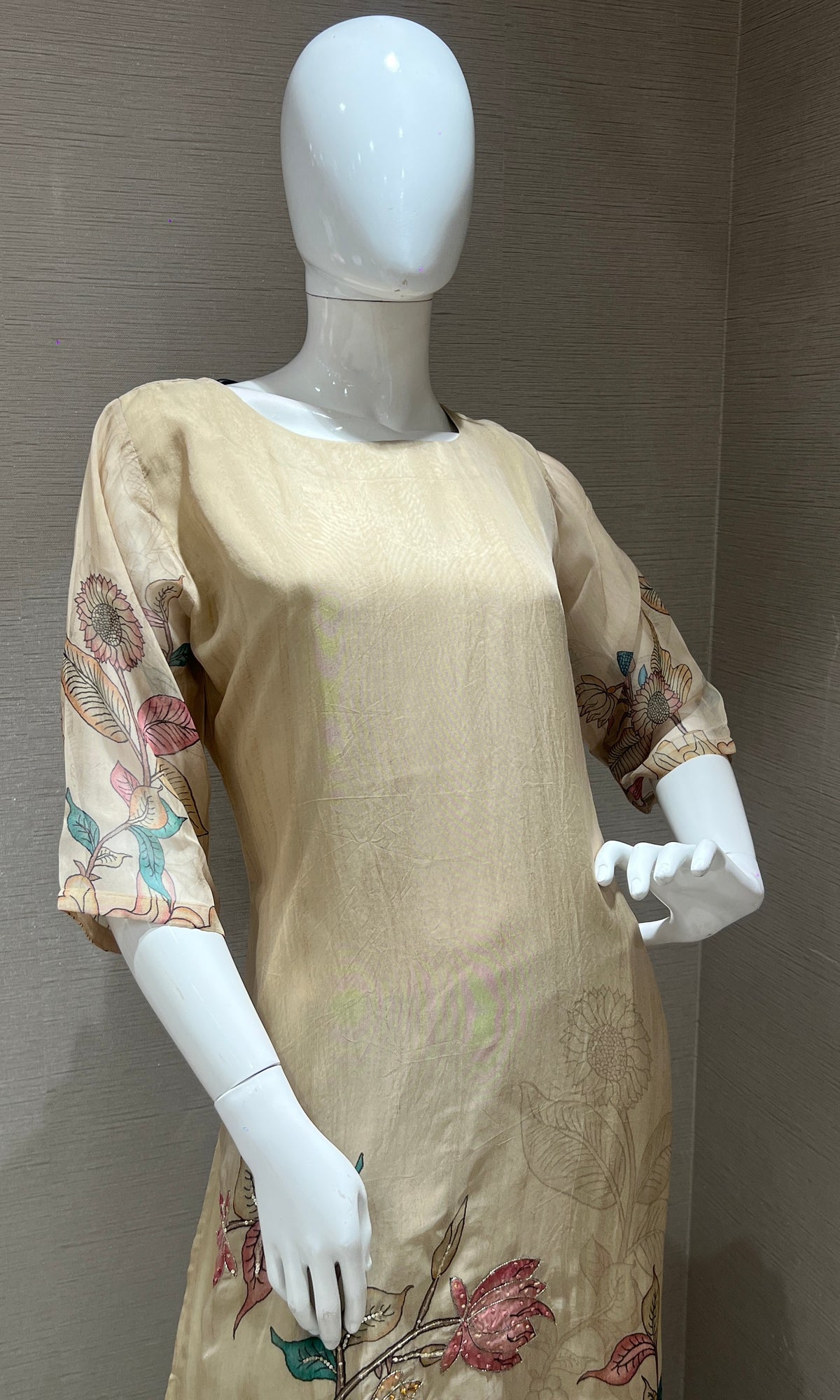 Beige kalamkari Kurti top