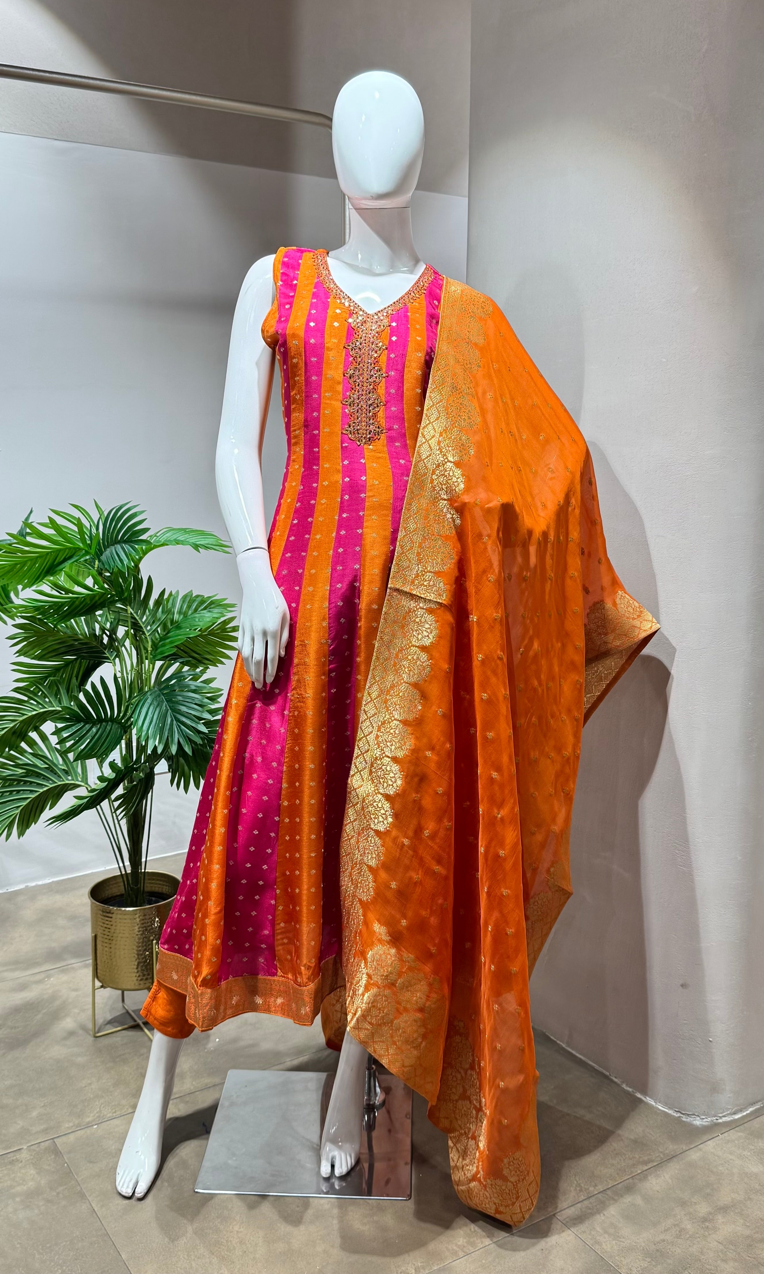 Orange & Pink anarakali dress