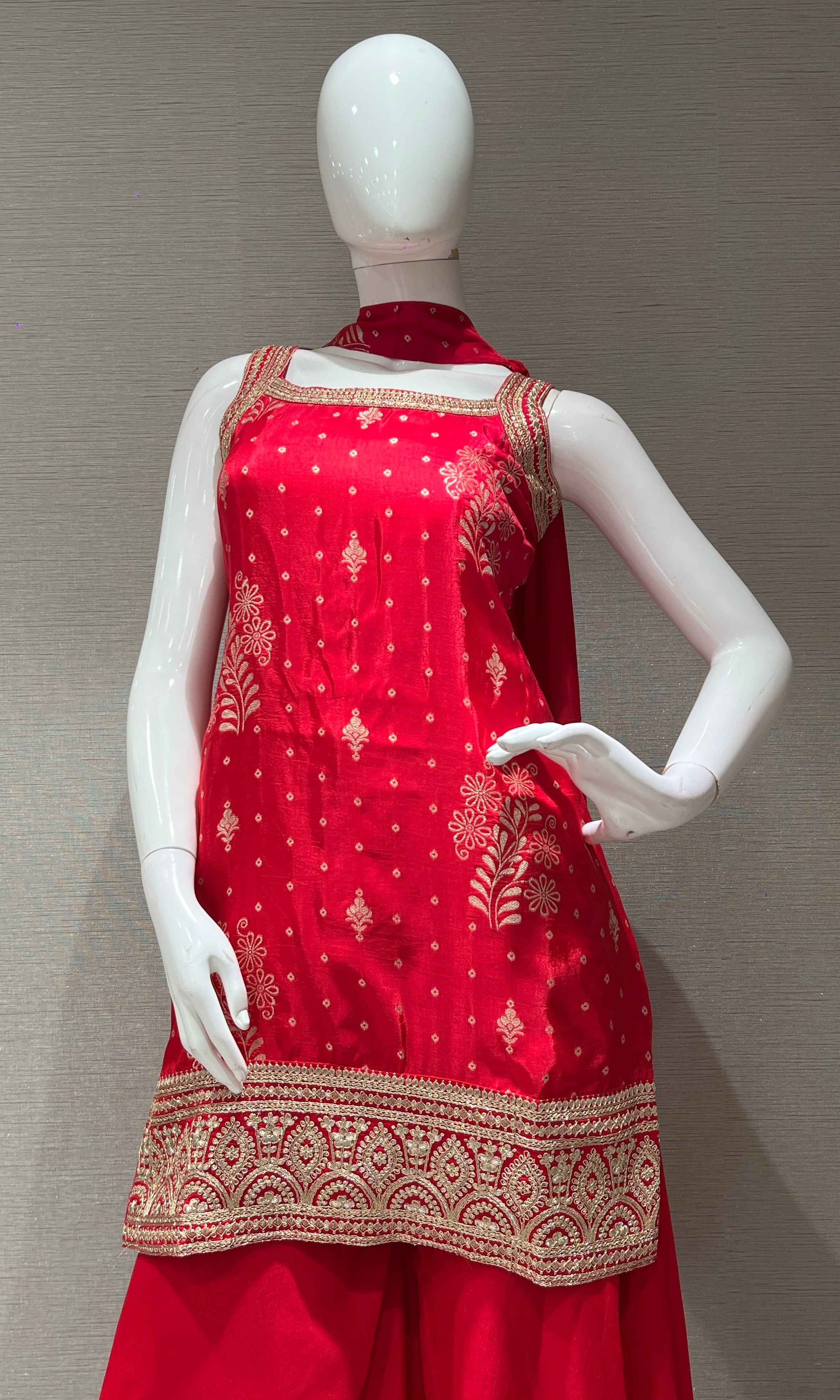 PINK GOLD EMBROIDERED SHARARA SET