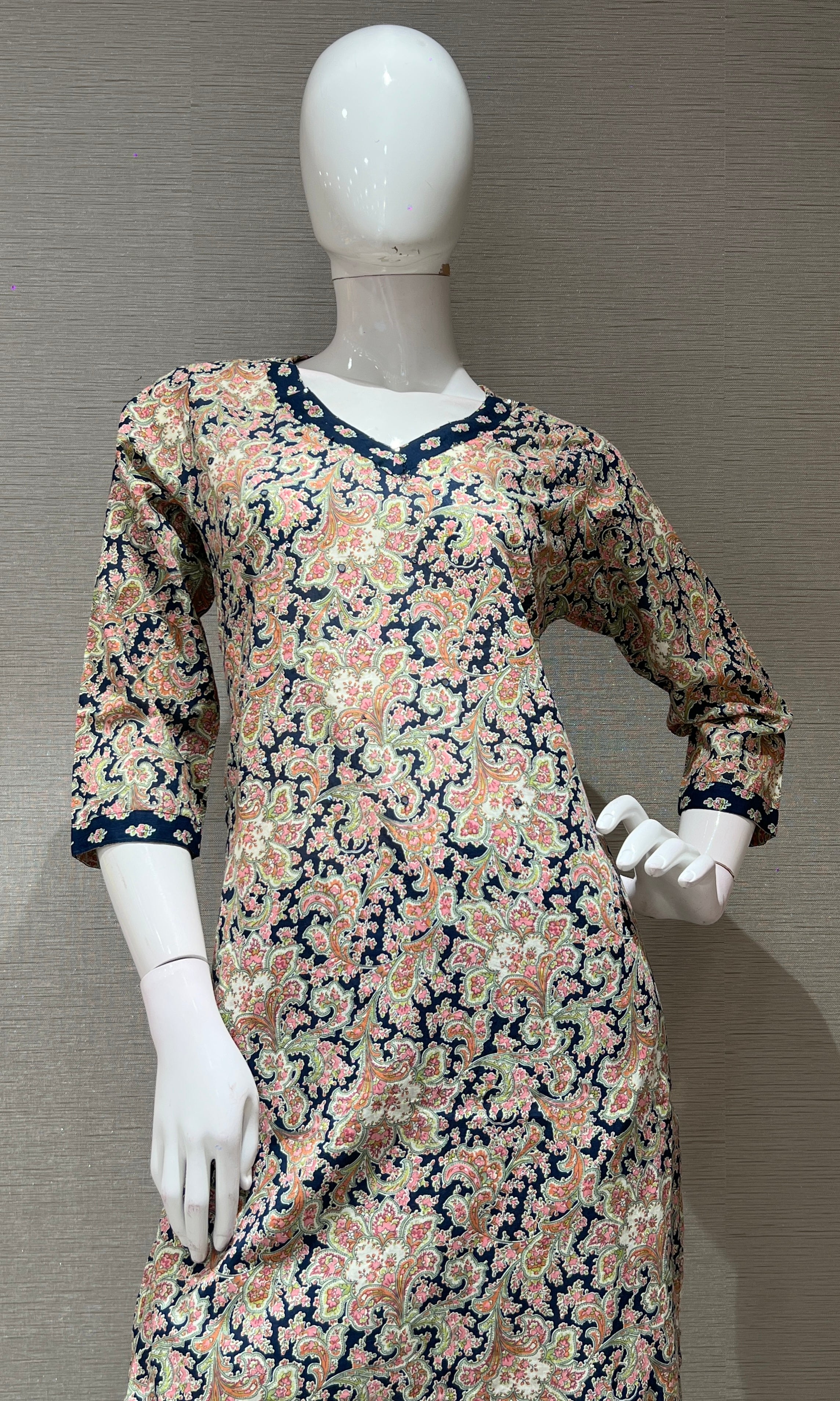 Light pink floral print kurta set