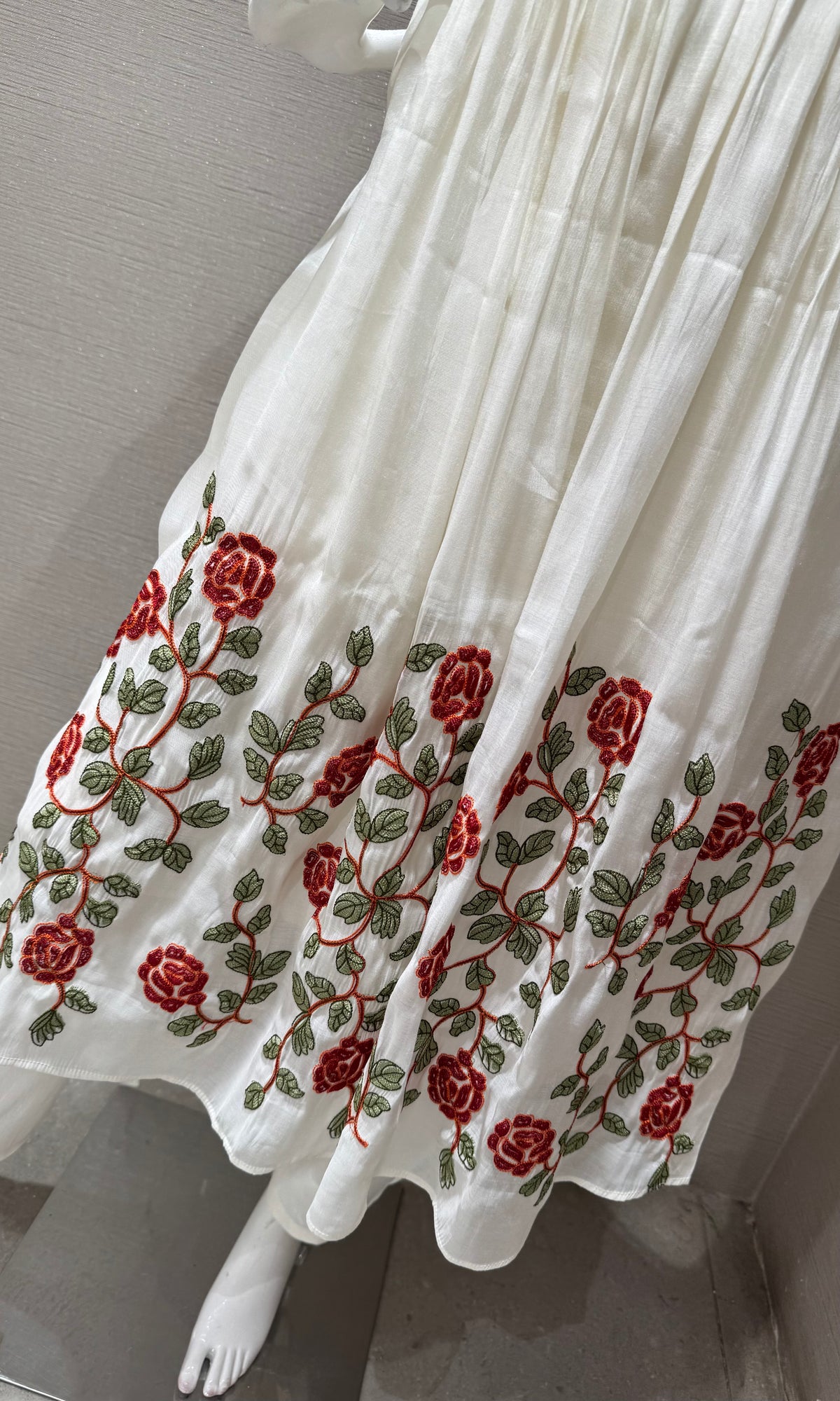 White Rose Floral Cotton Kurta set with Dupatta