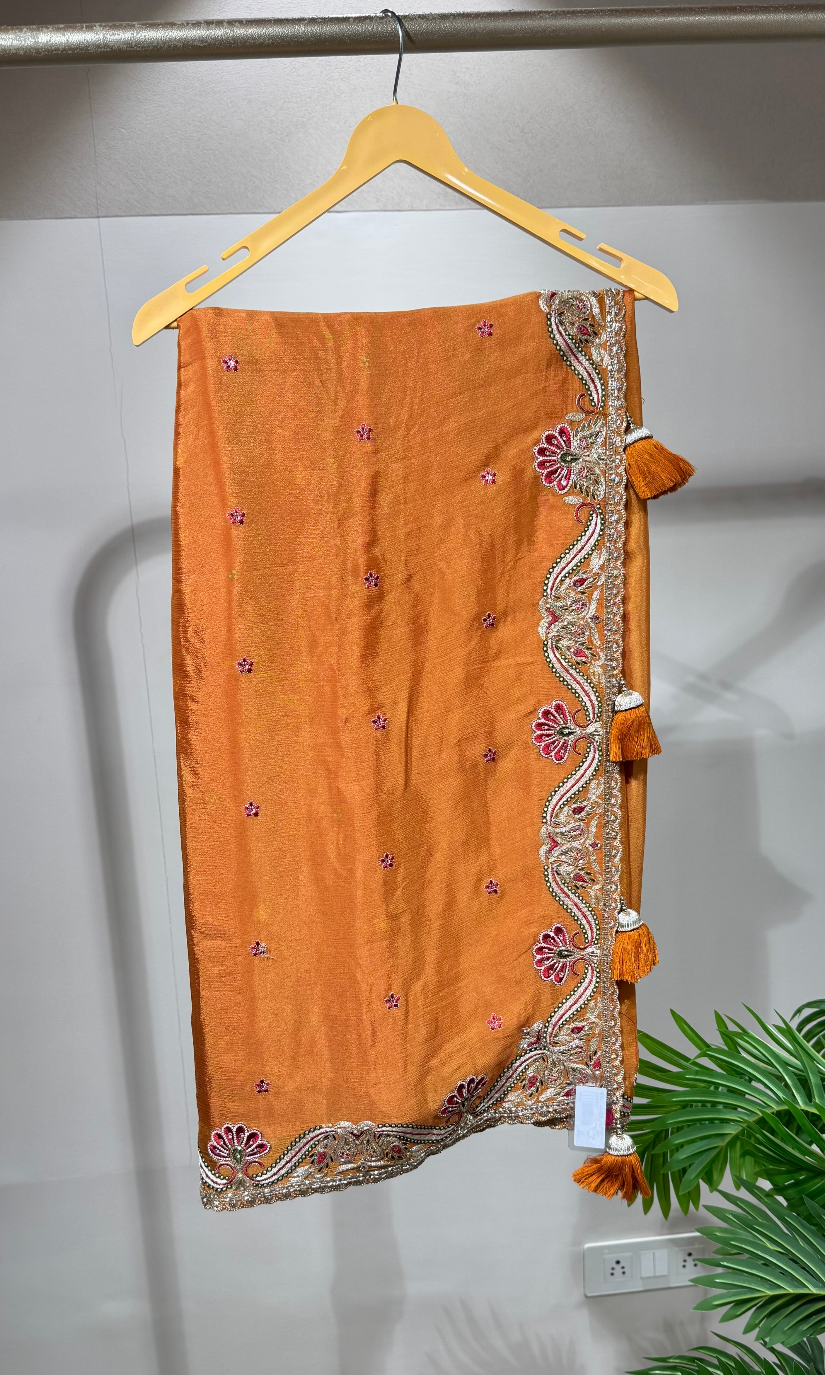 Rust saree with EMBROIDERED blouse