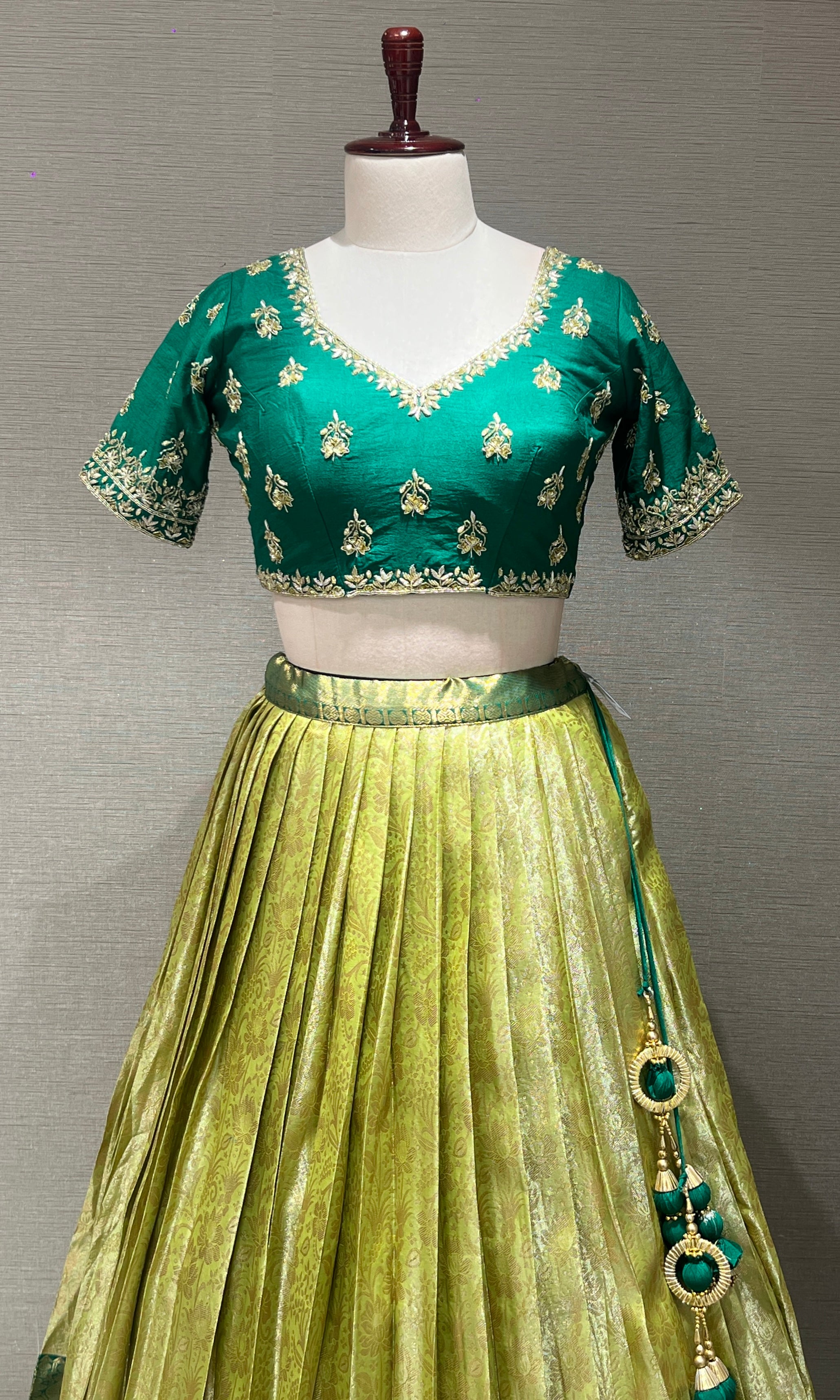Green Emerald Lehenga WITH RAW SILK DUPATTA