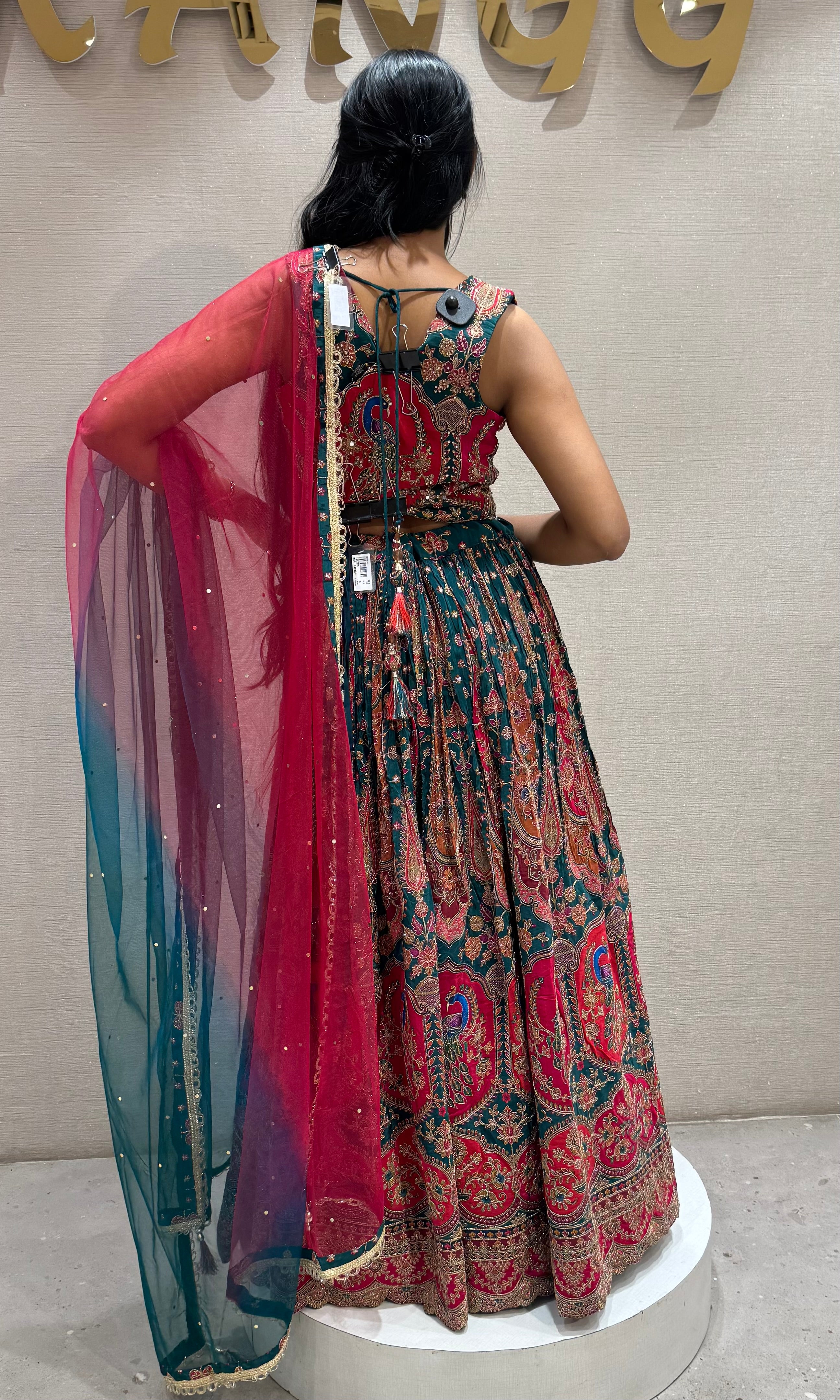 Green Majestic Peacock Lehenga set