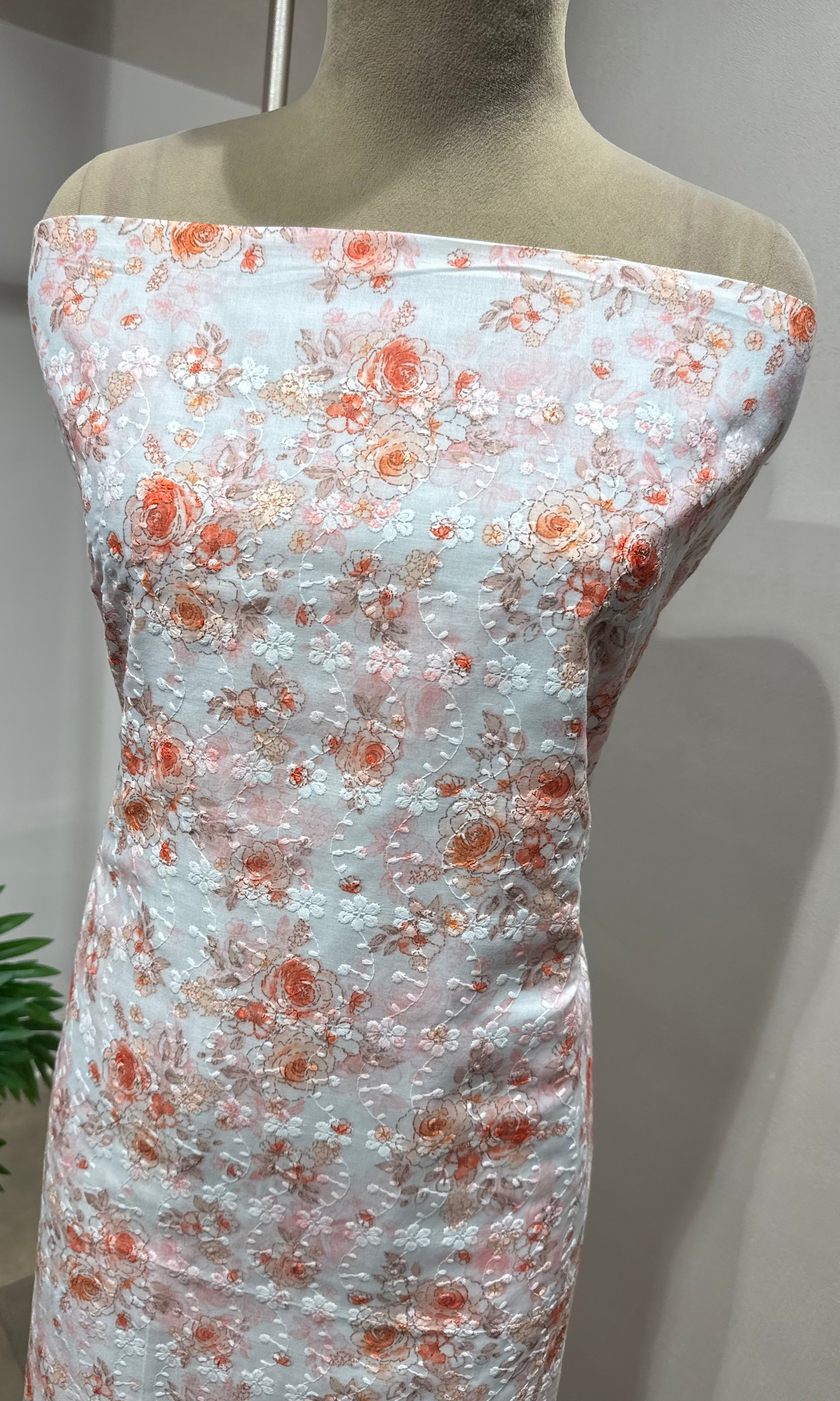 PEACH Georgette Dress Material