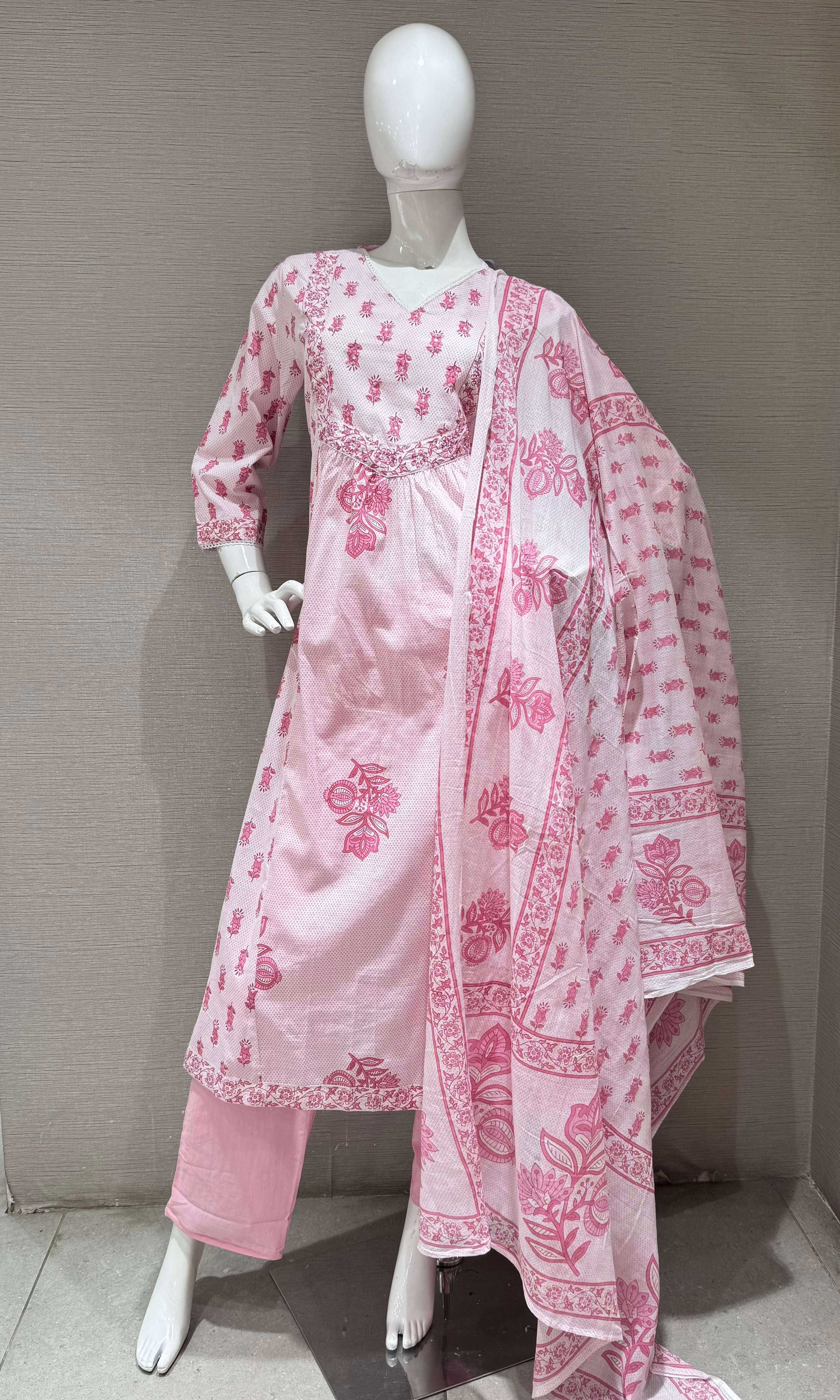 Pink Elegance Cotton Kurta Set