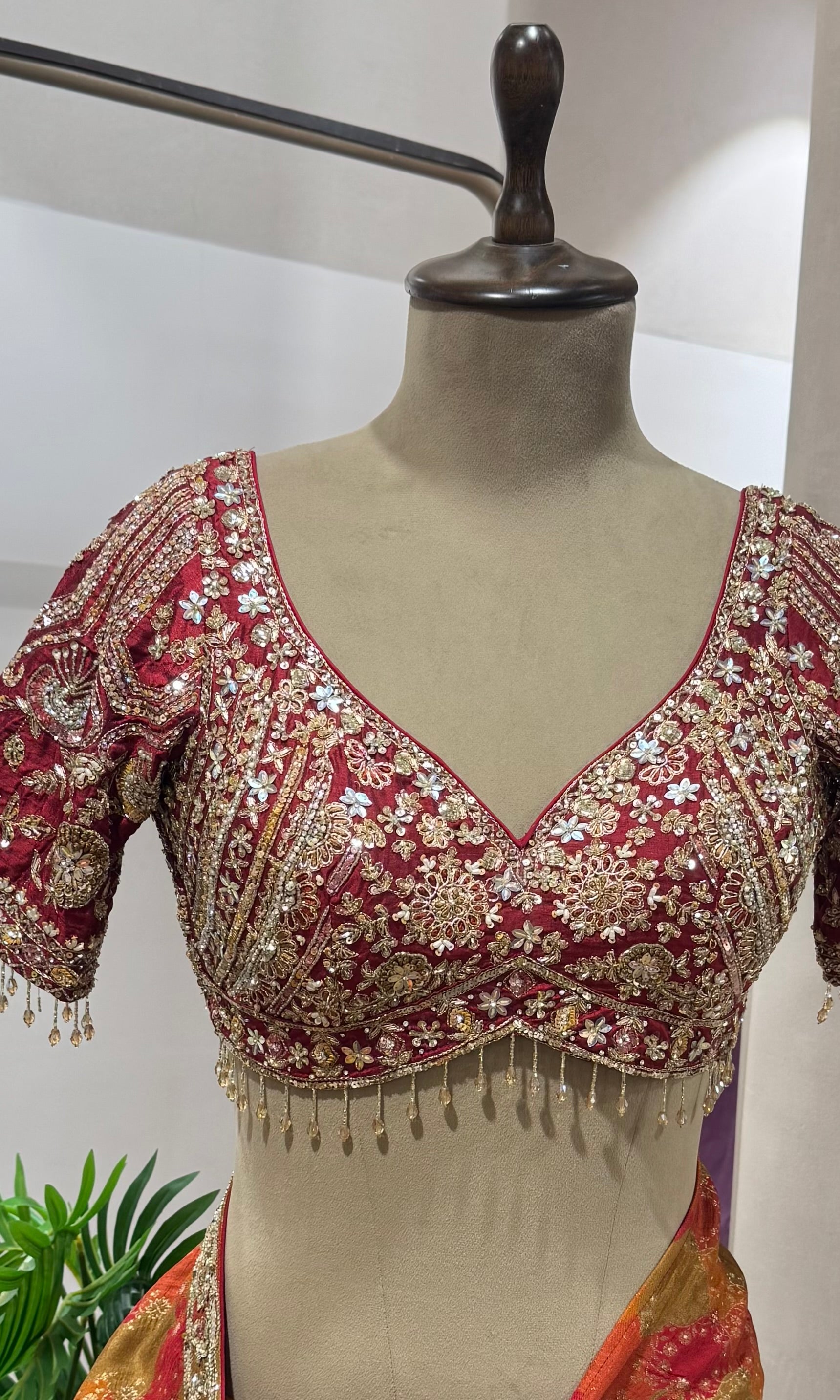 MAROON BANARASI SAREE WITH BLOUSE