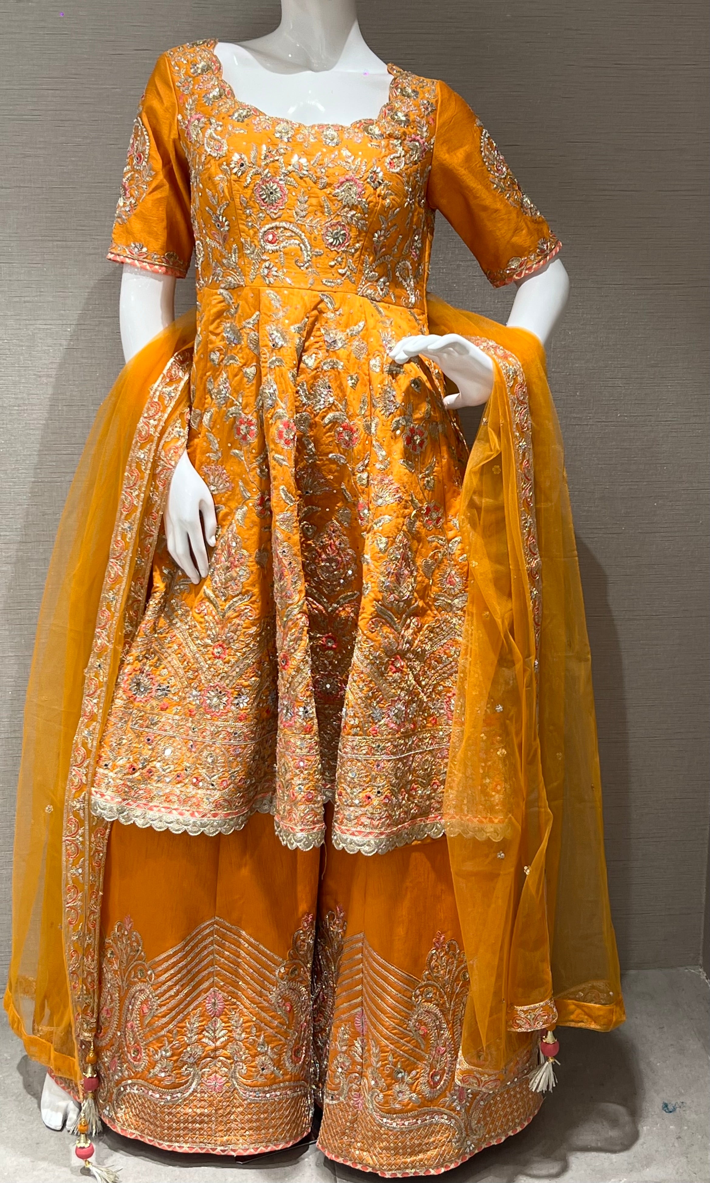 Orange peplum and palazzo