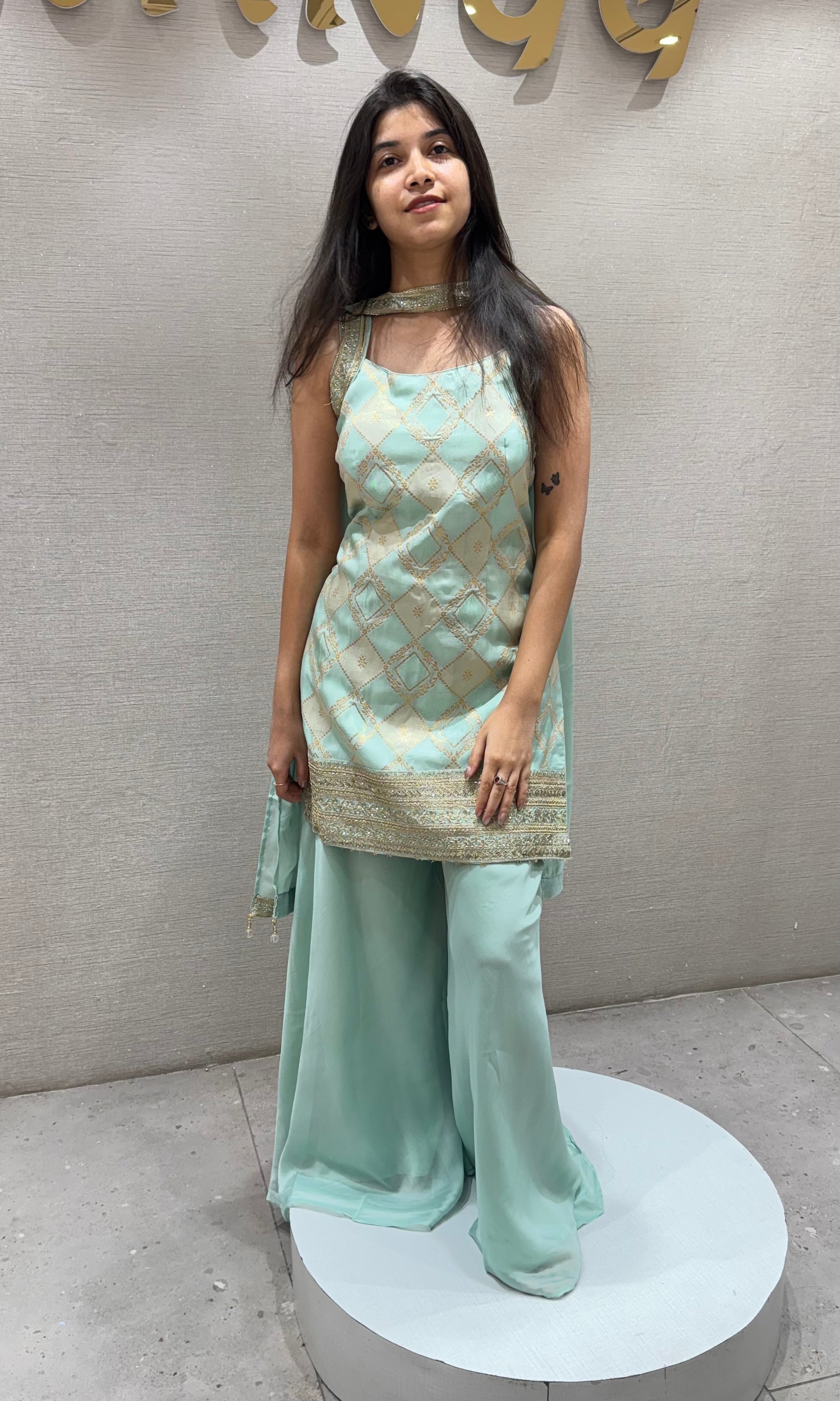 SEA Green Georgette Sharara Suit