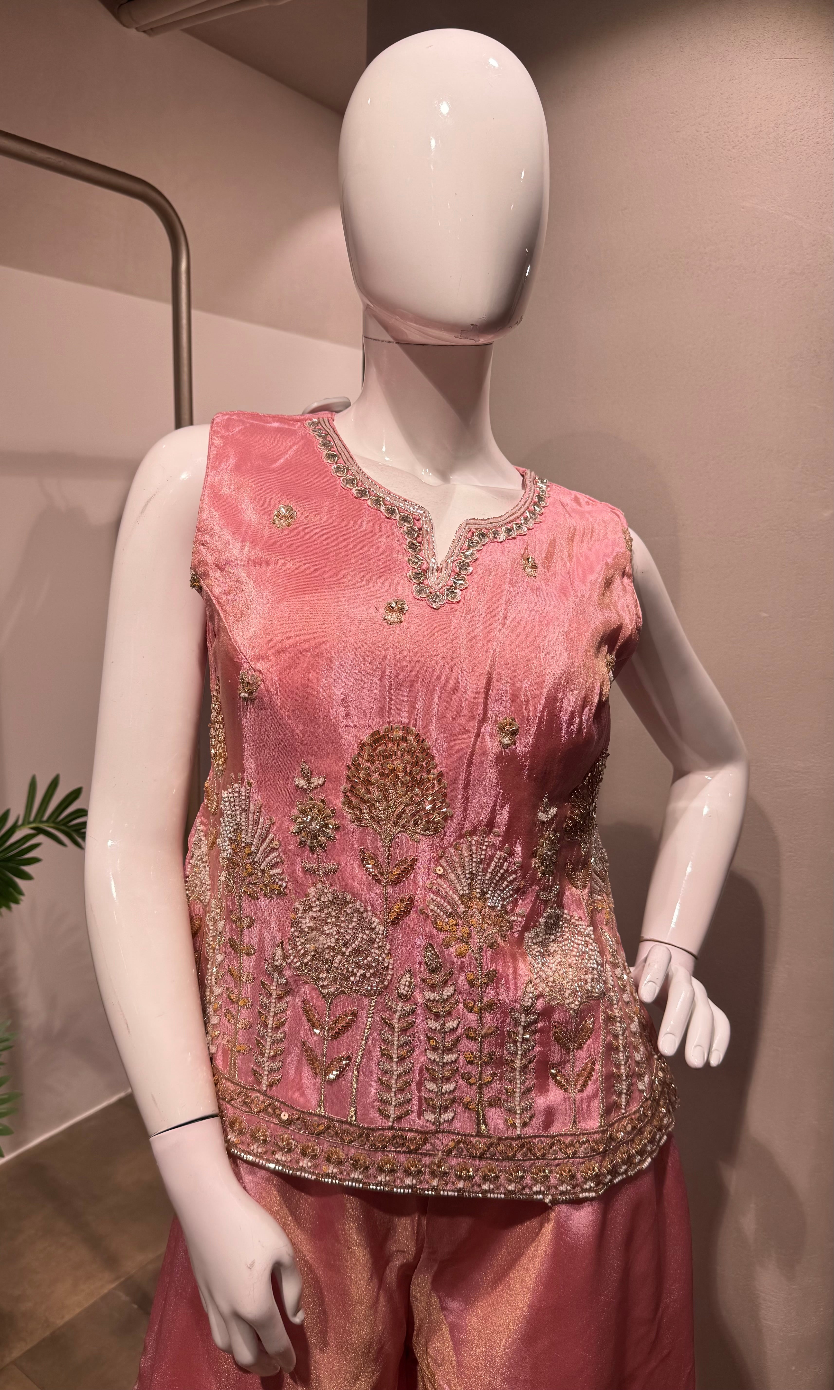 Rose Pink Peplum palazzo set